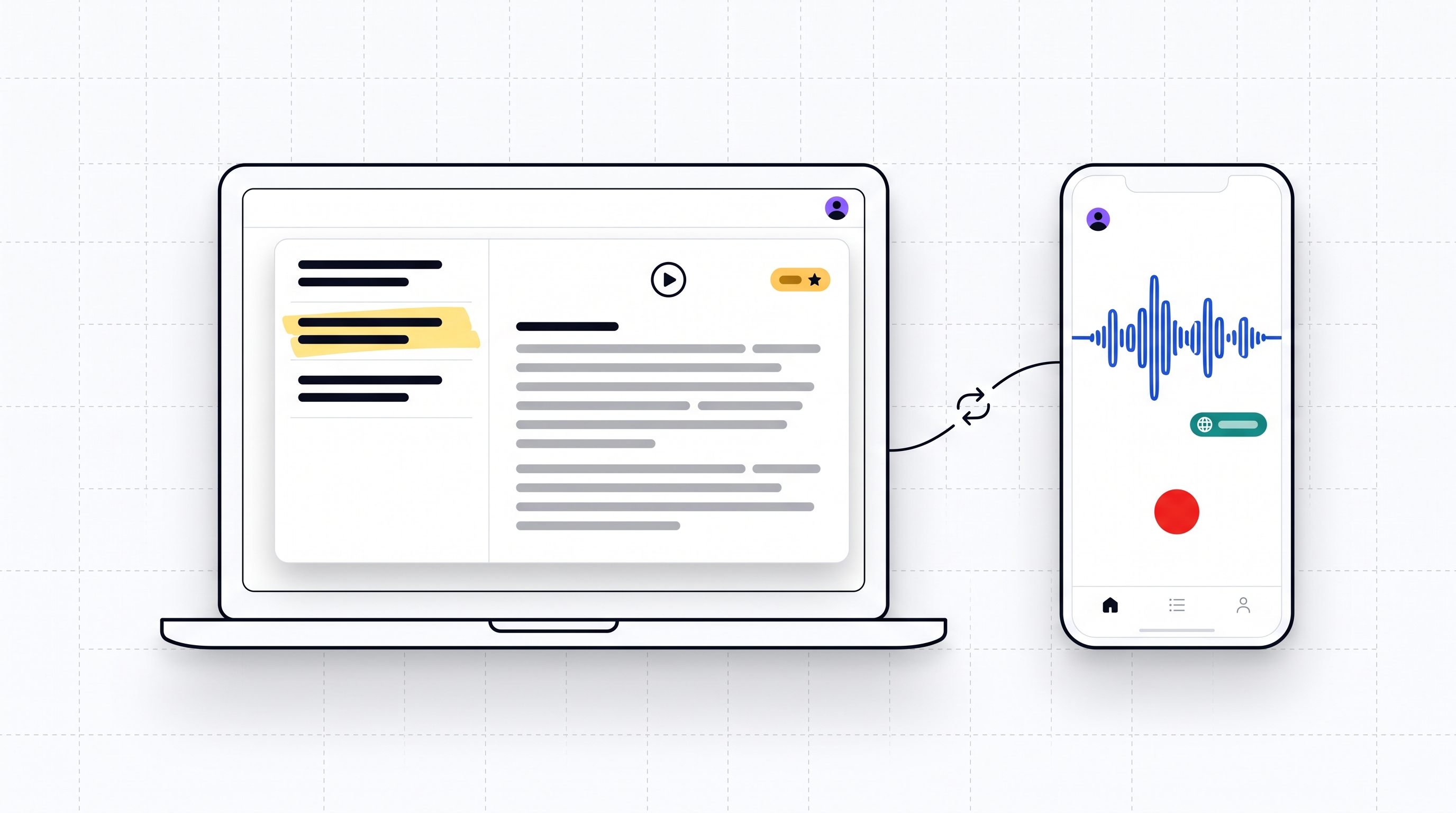 HappyScribe mobile app recording and desktop transcript app