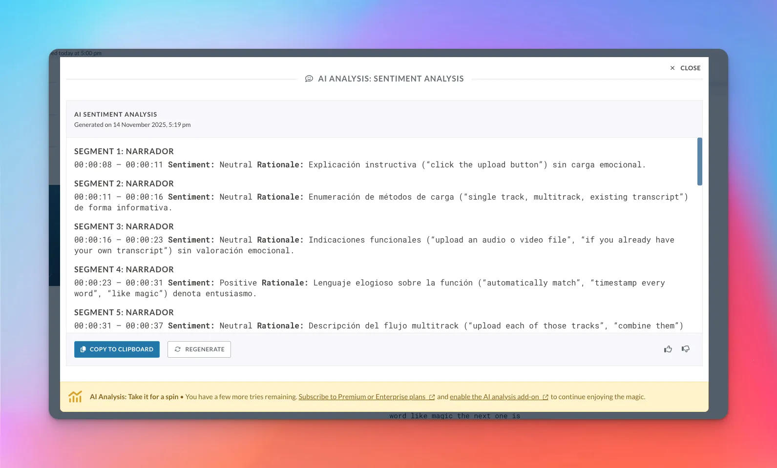 sonix sentiment analysis