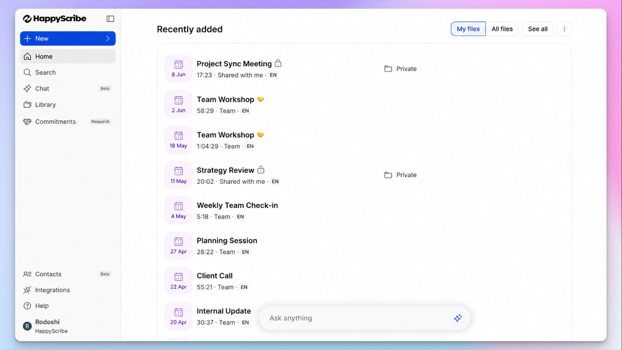 HappyScribe - the best Fellow alternative for meeting note-taking