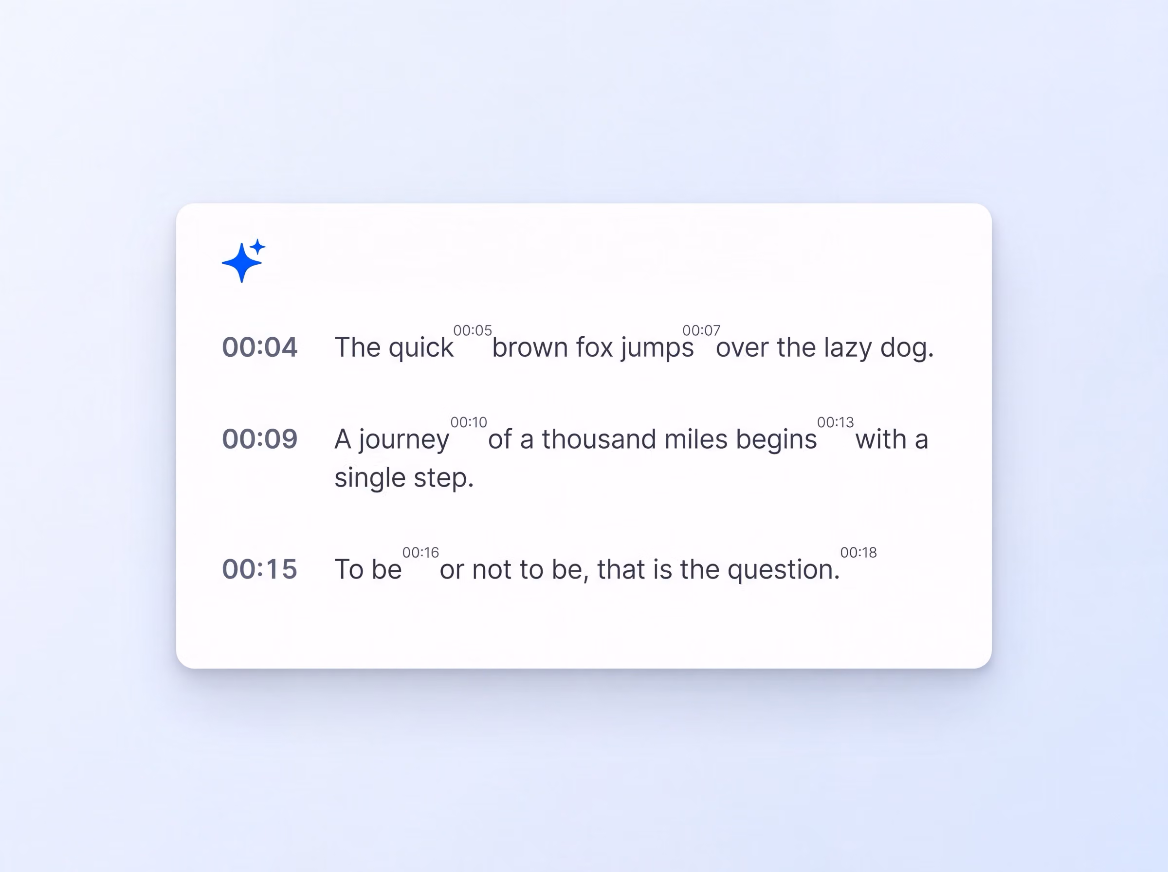 Word-level timestamps in a HappyScribe transcript
