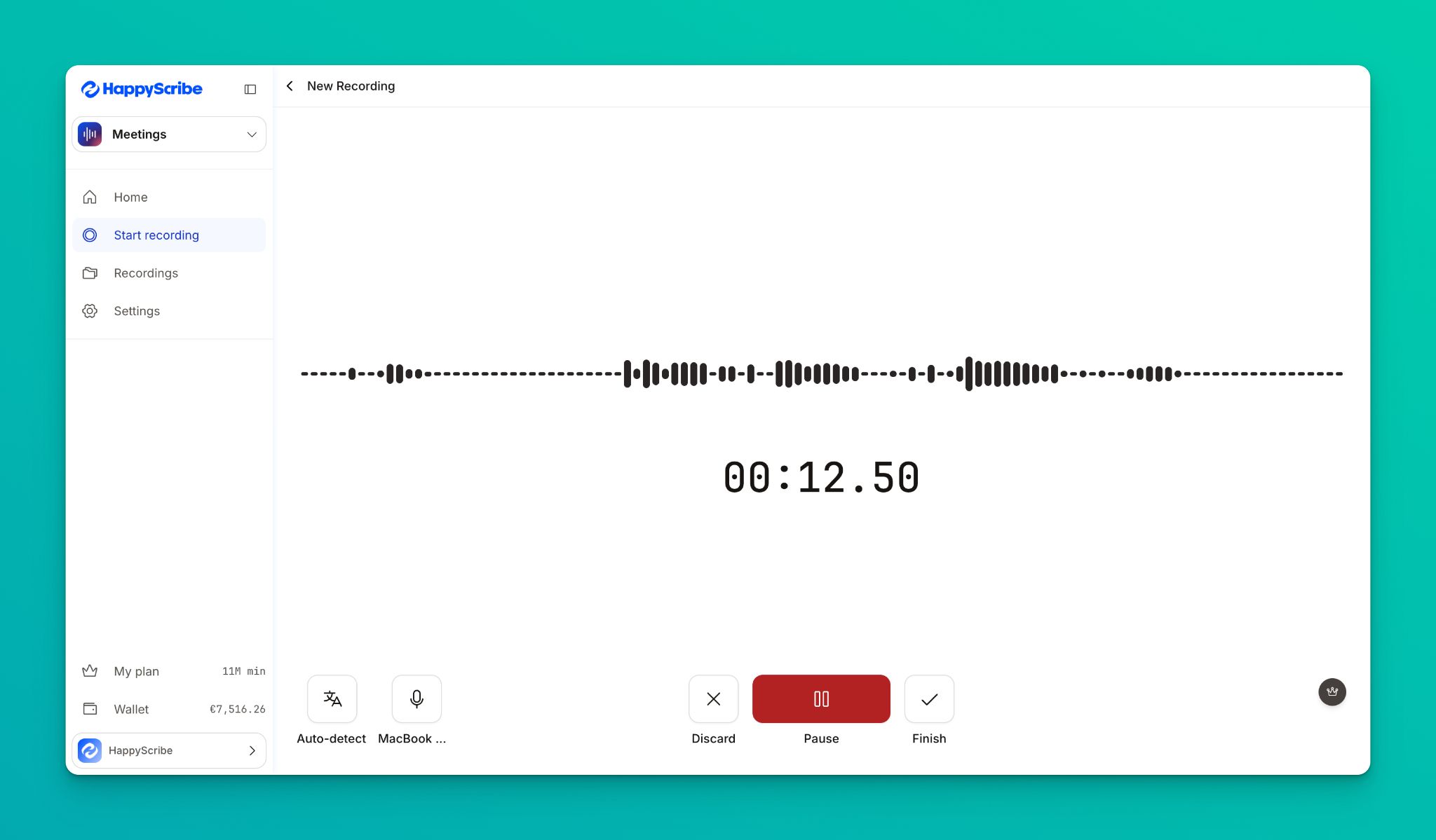 HappyScribe audio recorder