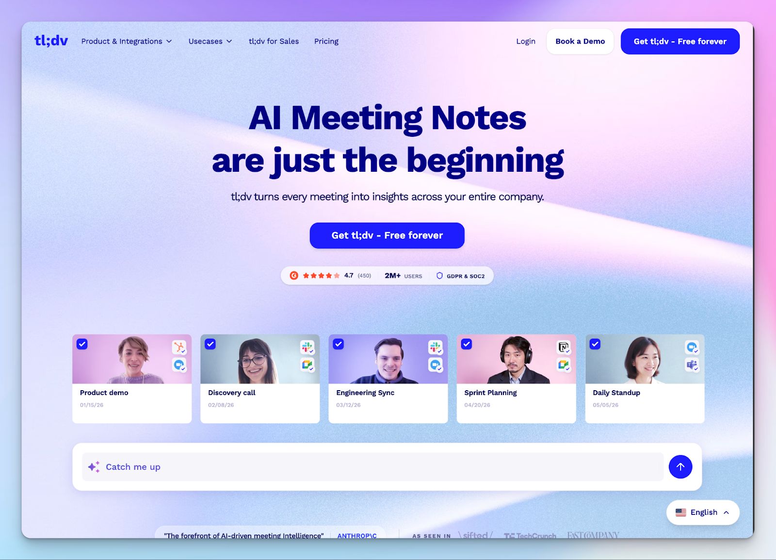 tl;dv, an alternative to Notta for AI meeting notes