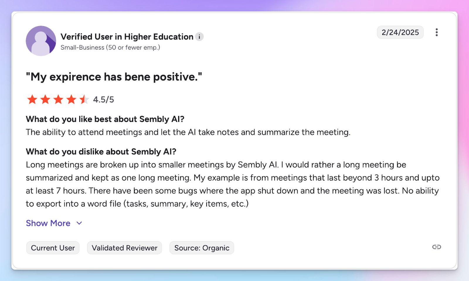 Sembly AI bot is glitchy and meeting notes aren't accurate