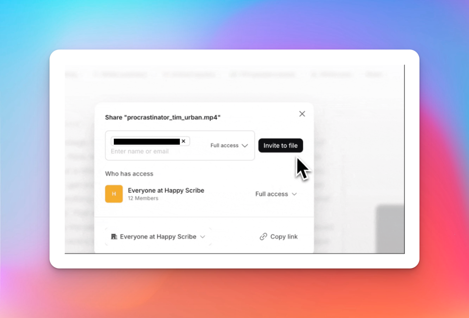 dashboard interface happyscribe translation tool