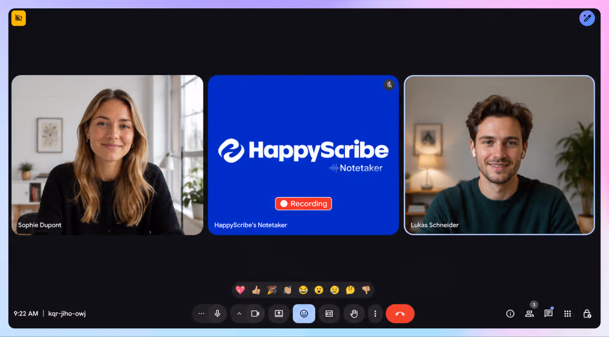 HappyScribe offers a transparent meeting bot for security and compliance