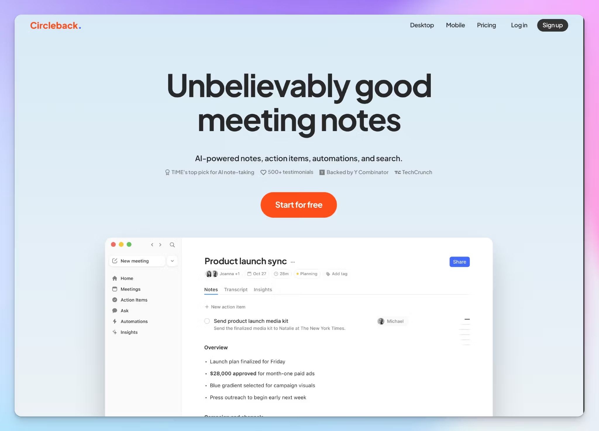 Circleback is a meeting management software