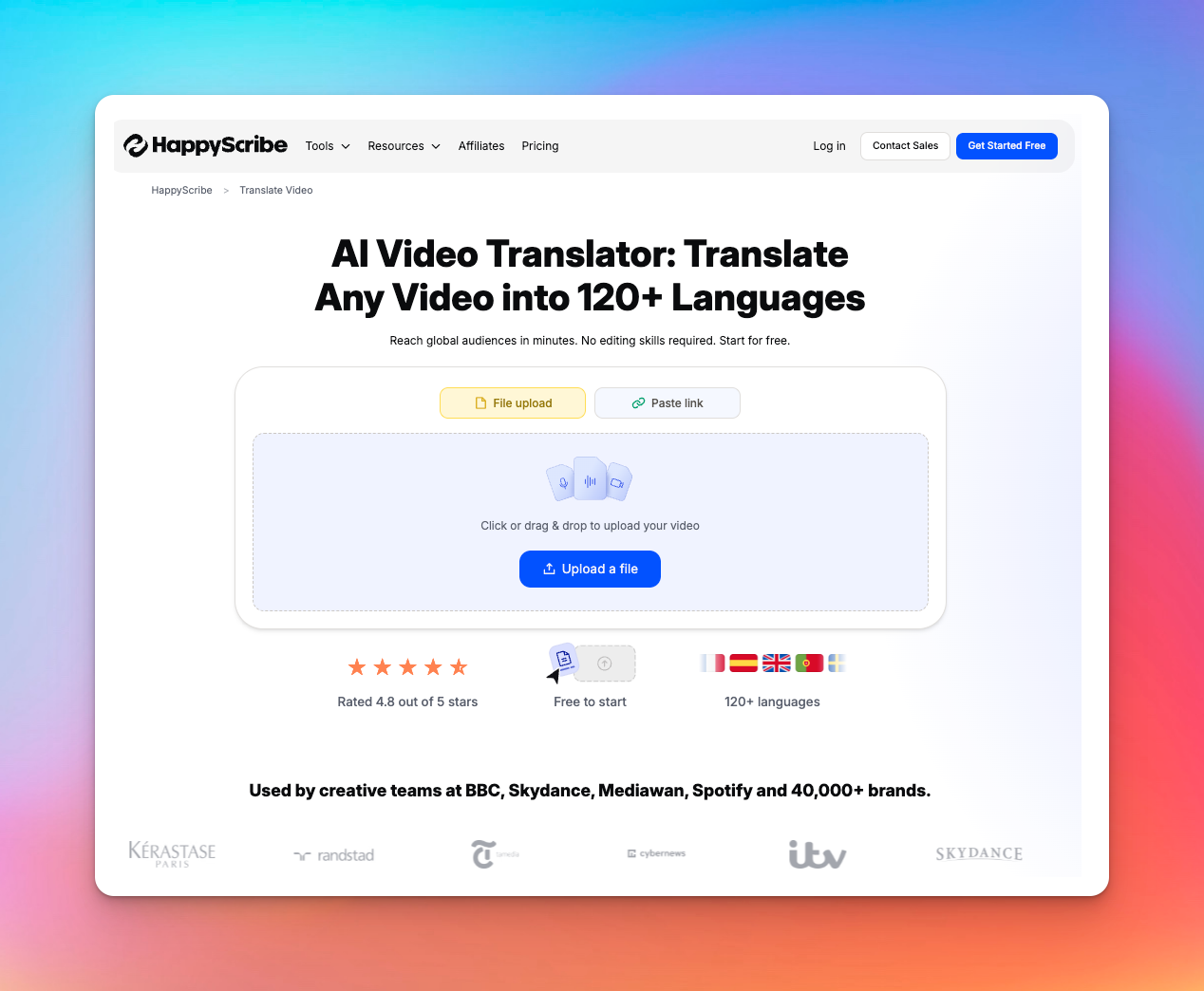 happyscribe video translator tool