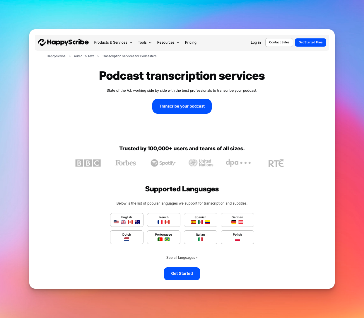 happyscribe for podcast transcription