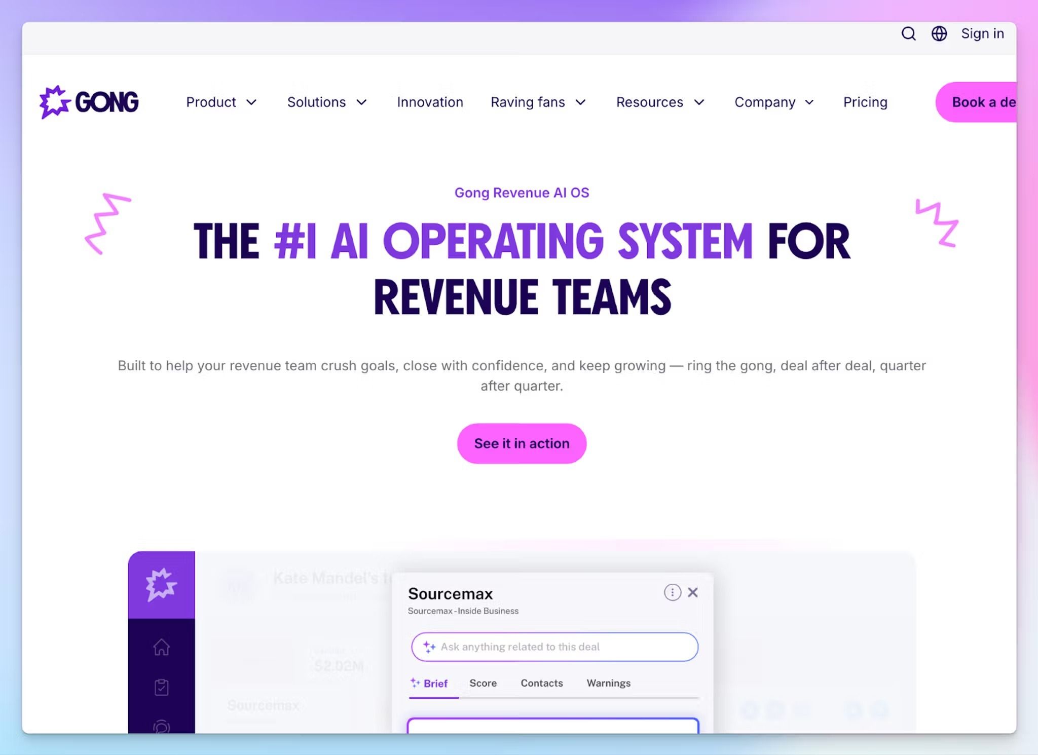 Gong.io is an AI meeting note taker for sales teams