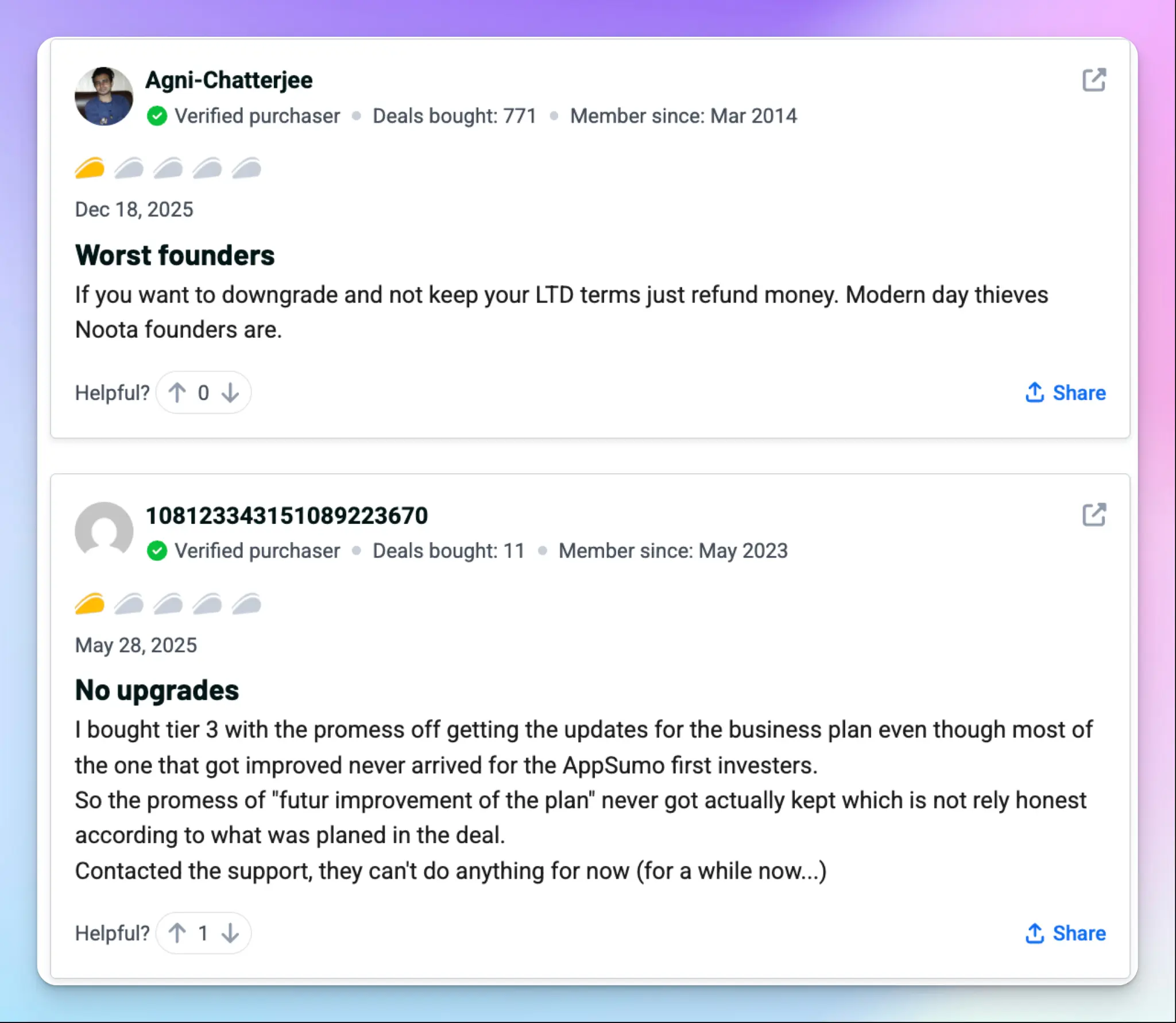 Noota's customer support is unhelpful