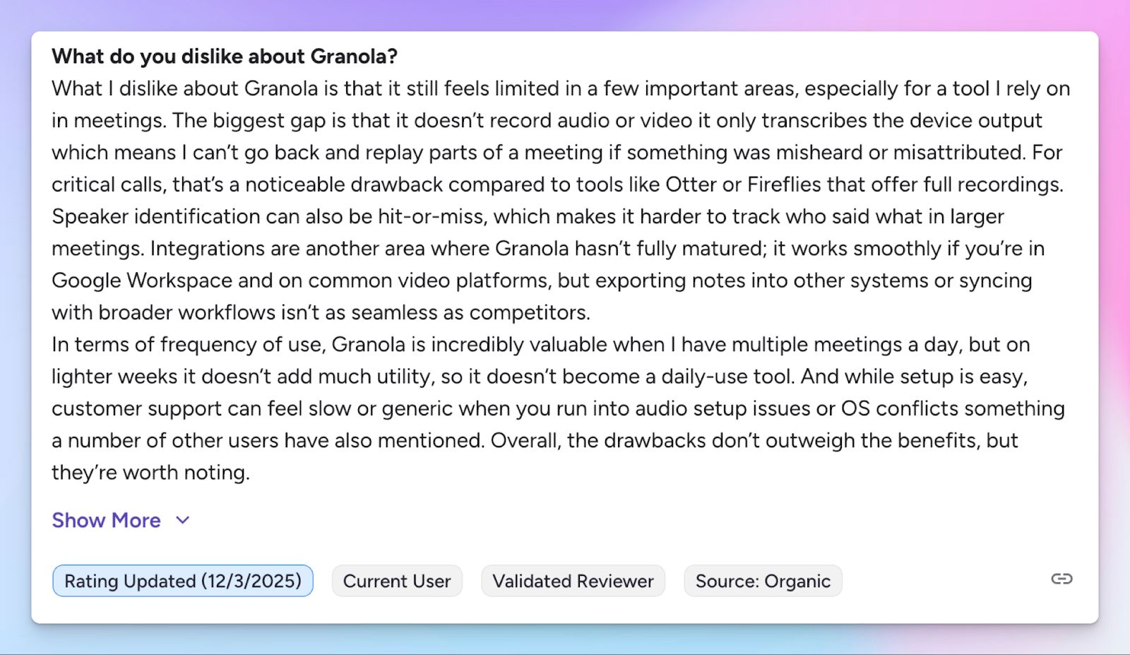 Granola AI meeting notes are not accurate 