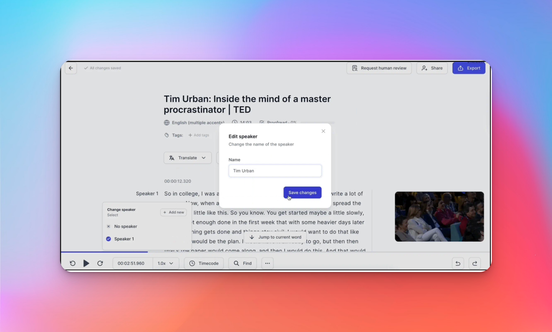 HappyScribe speaker identification