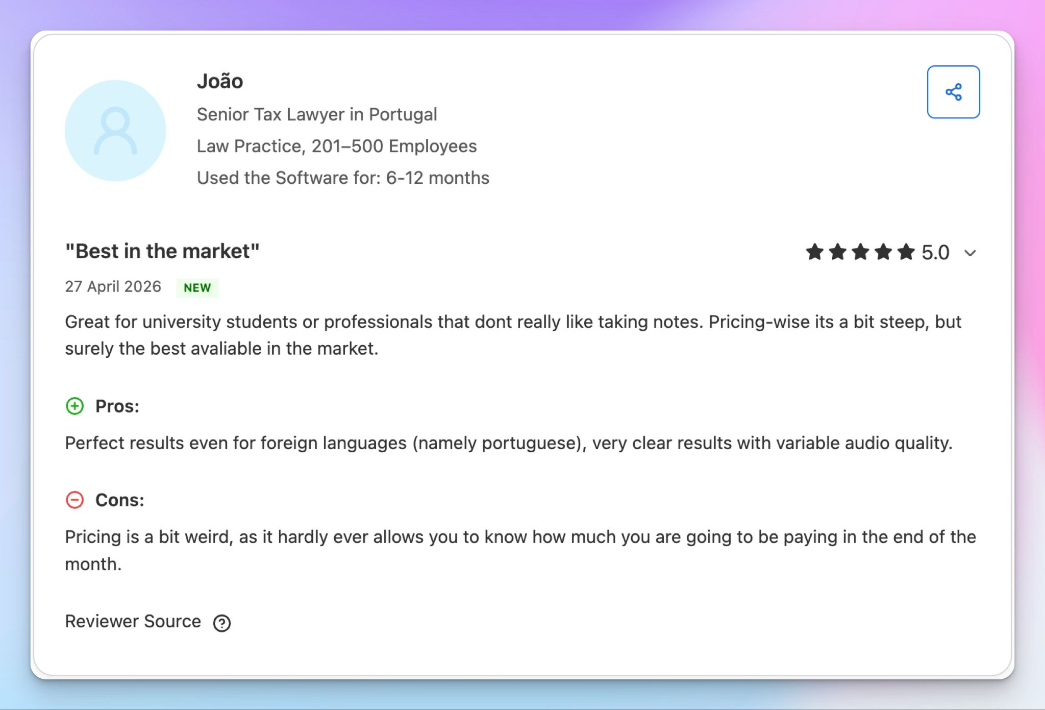 Sonix user review