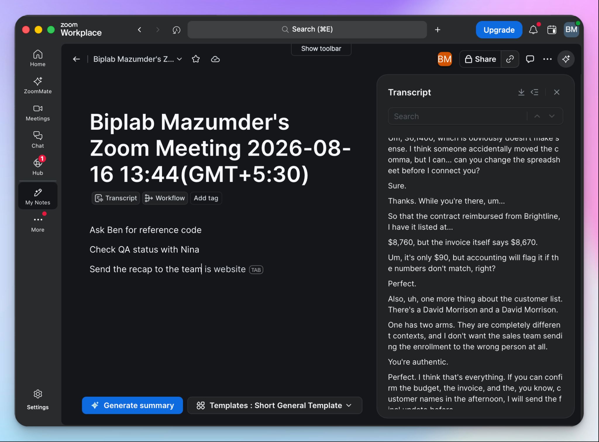 Zoom My Notes works without bot