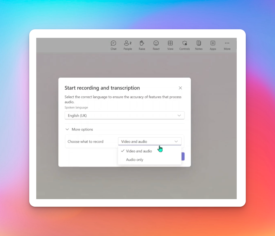 start recording in teams