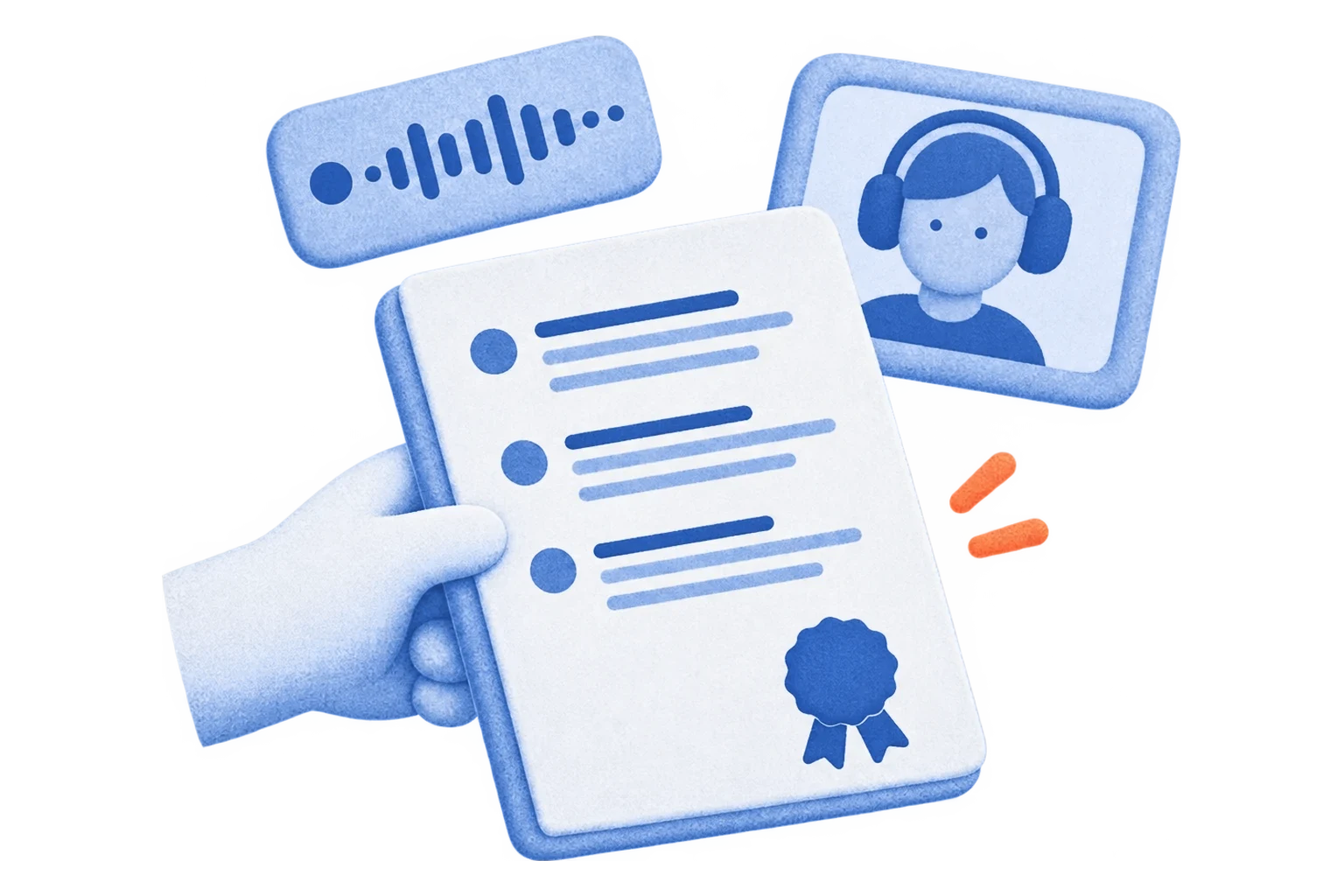 Illustration de bulles de dialogue en plusieurs langues qui se transforment en transcription écrite