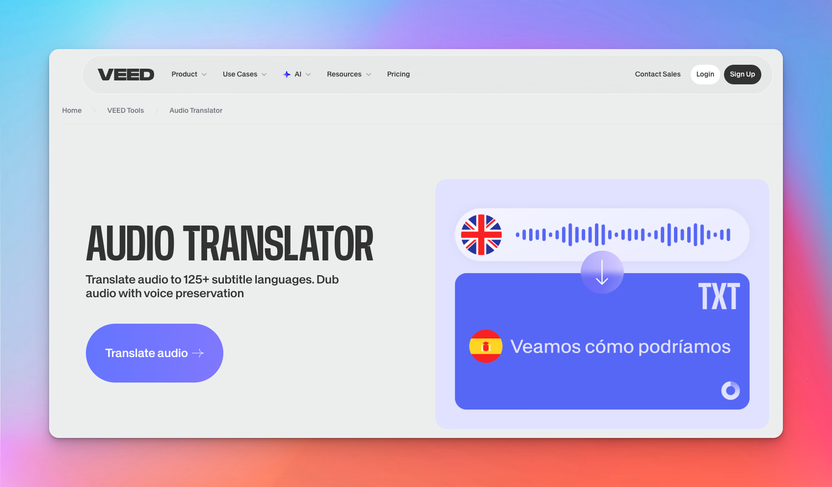 audio translator veed
