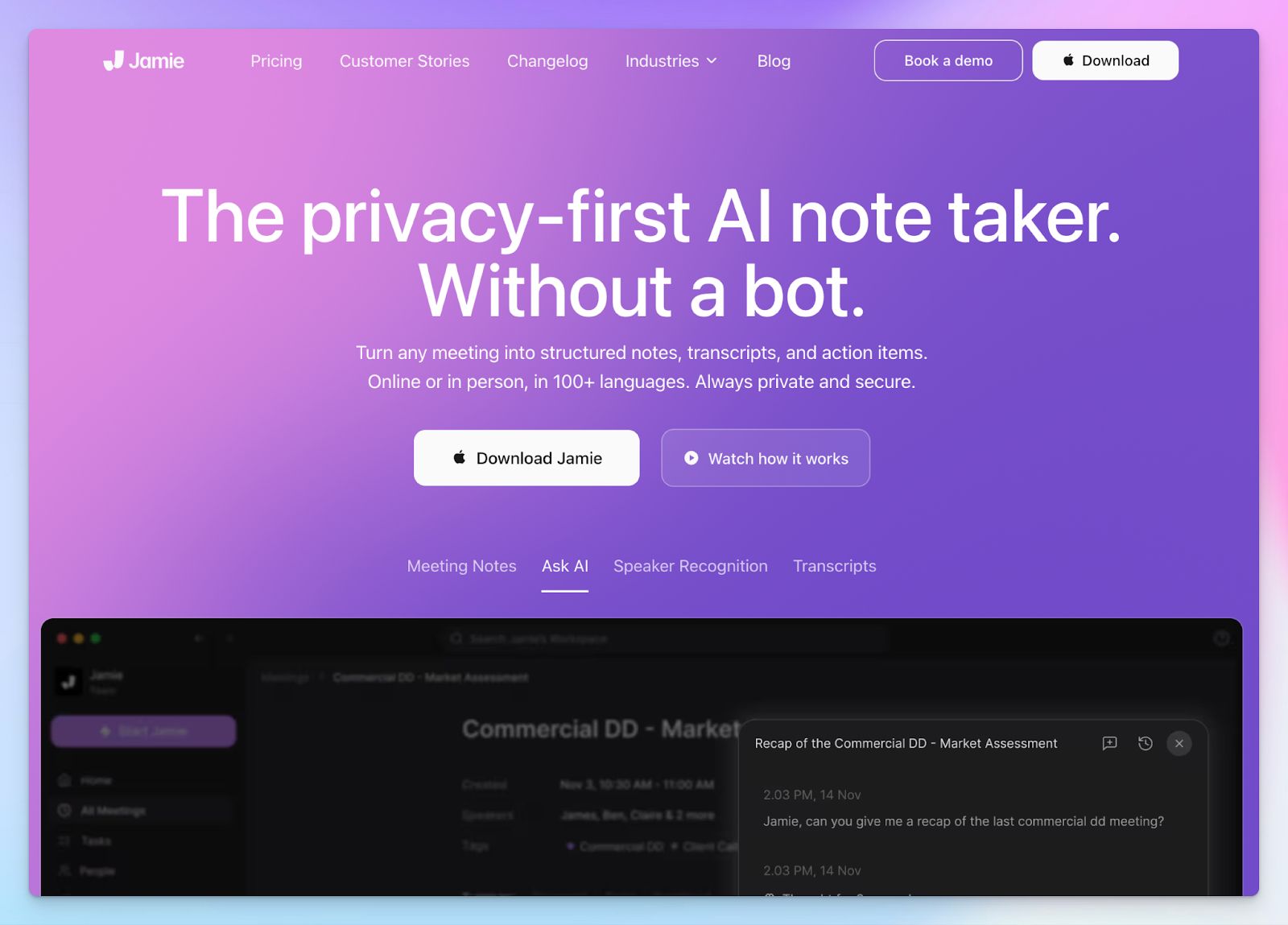 Jamie - Granola AI alternative for meeting note taking