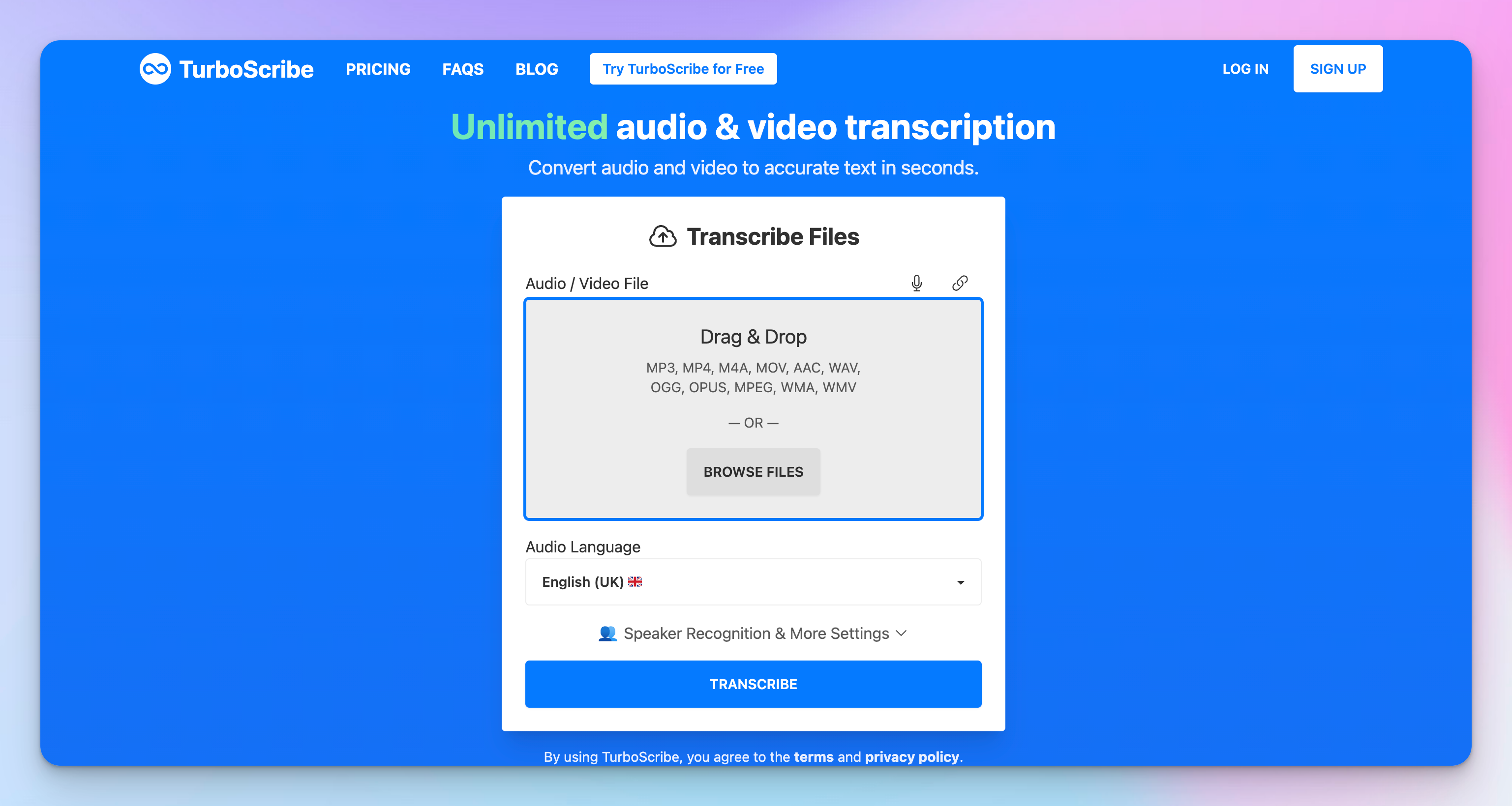 TurboScribe – Video-Transkript-Generator