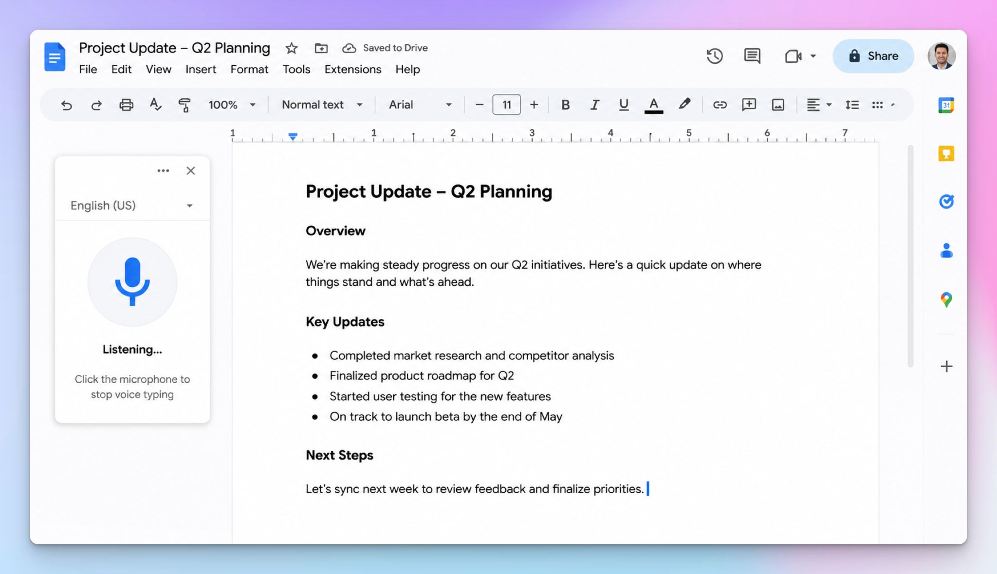 Google Docs Voice Typing is a speech to text software