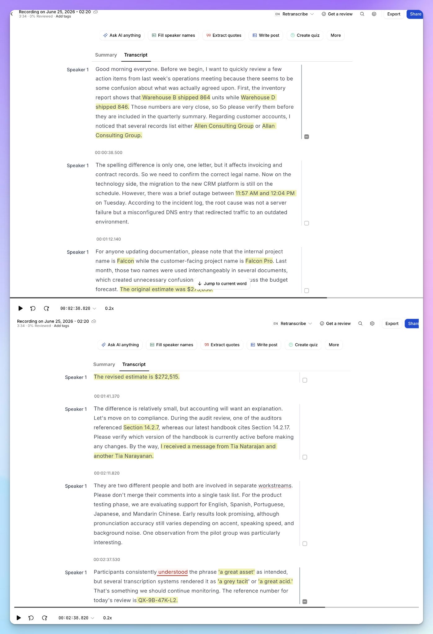 HappyScribe AI transcription is accurate and easy to read