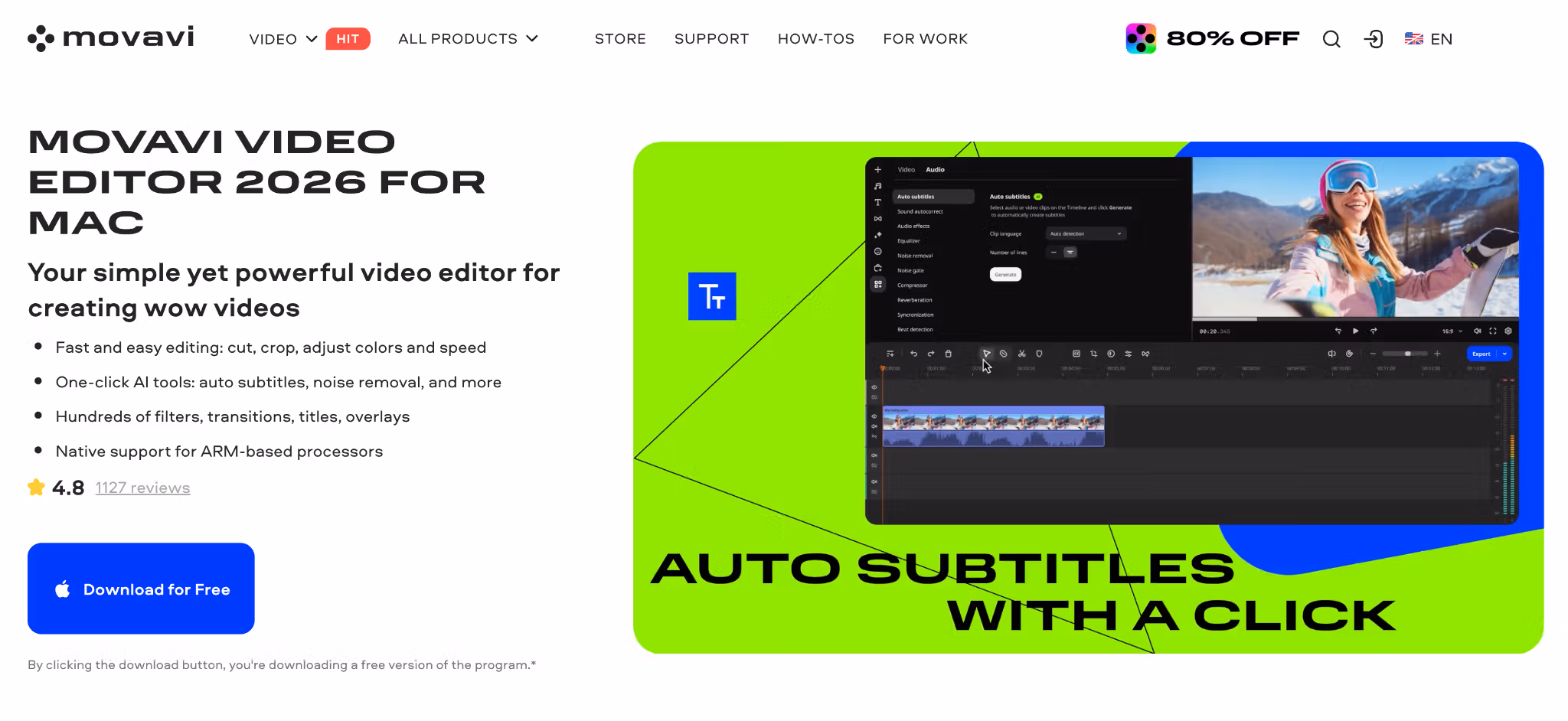 movavi video editor homepage screenshot