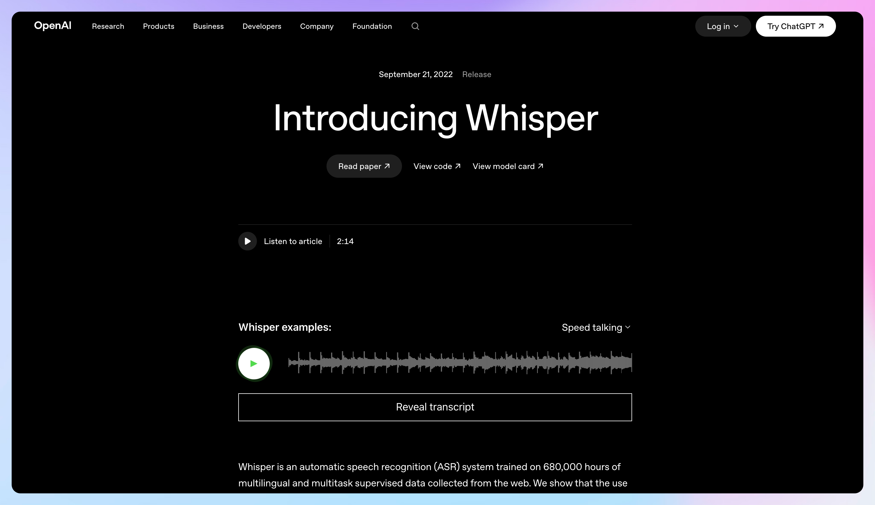 OpenAI Whisper: free audio transcription platform