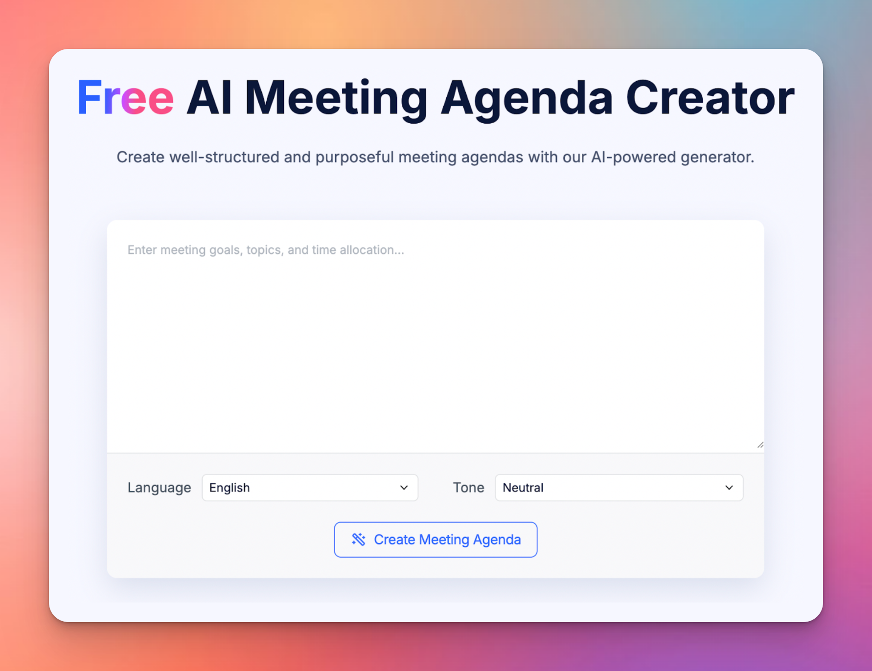 Notta for creating meeting agenda