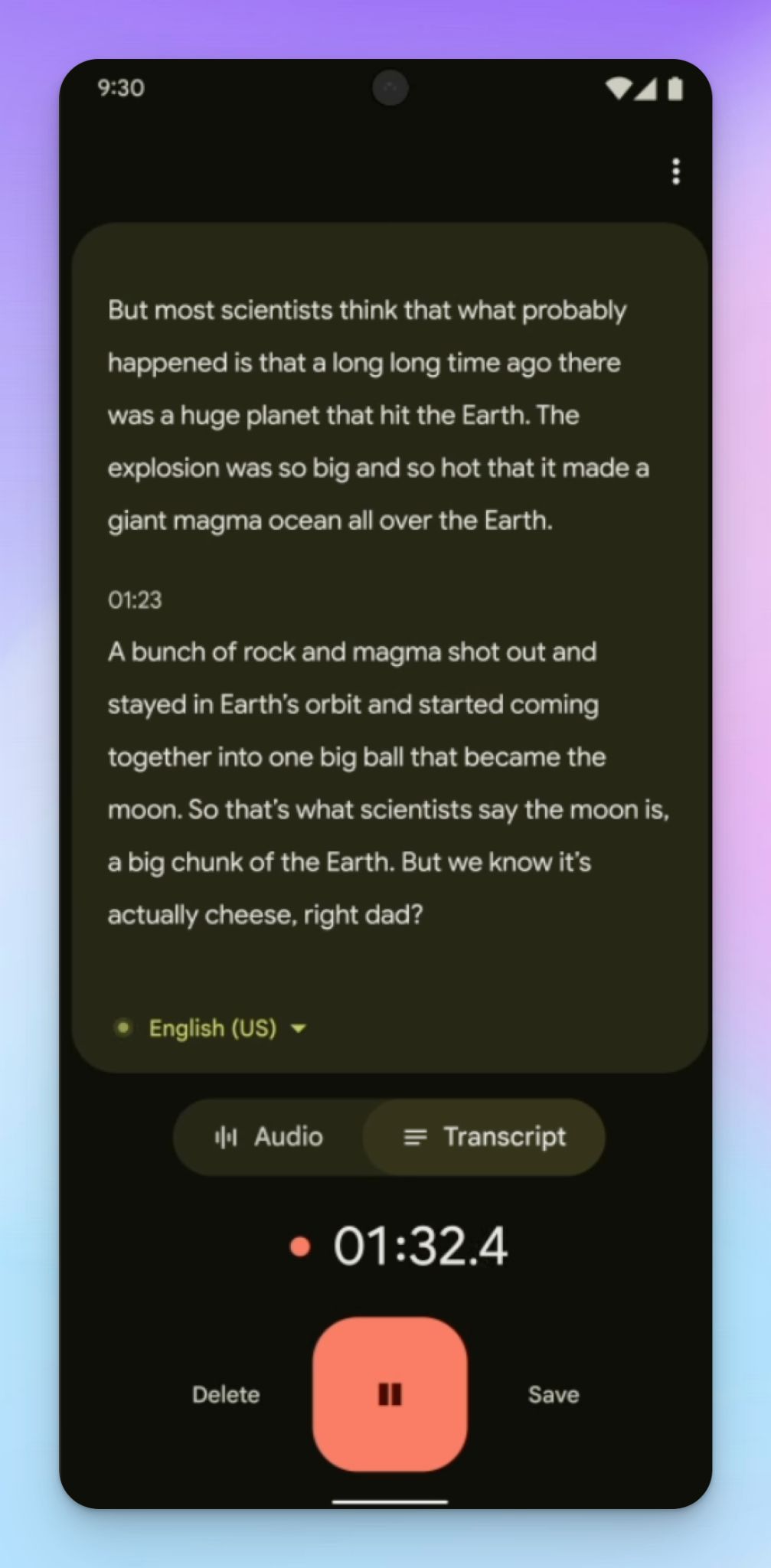 Transcribe audio with Google Recorder in Pixels