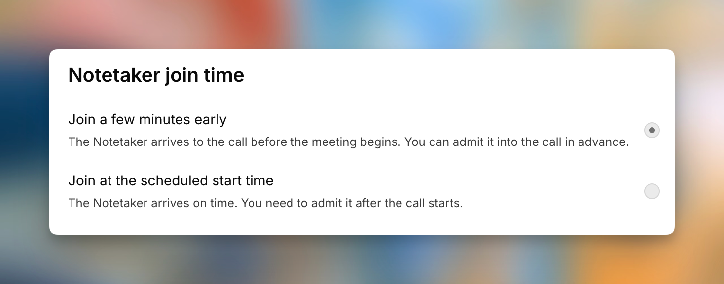 Notetaker join time