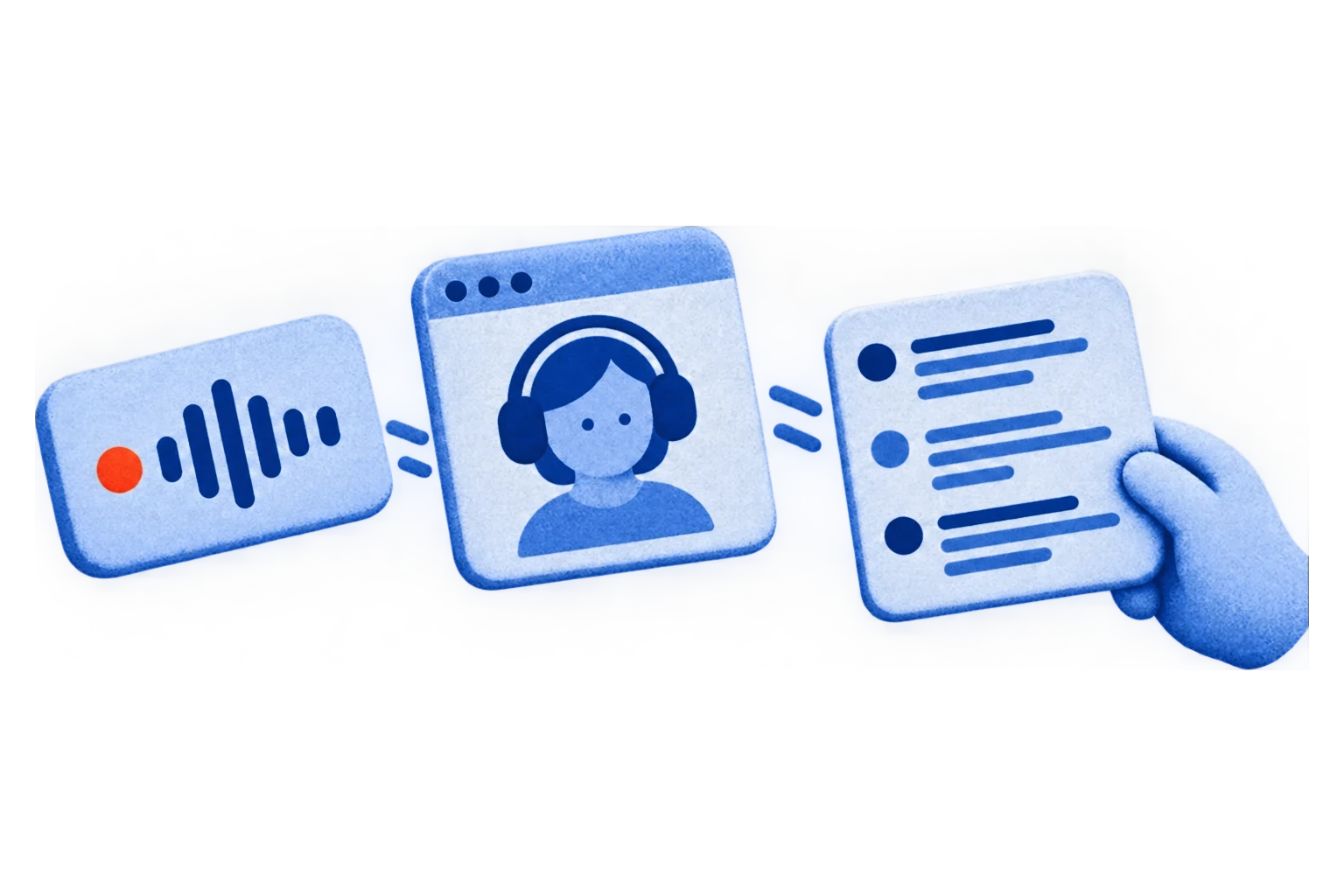 Illustration de bulles de dialogue en plusieurs langues qui se transforment en transcription écrite