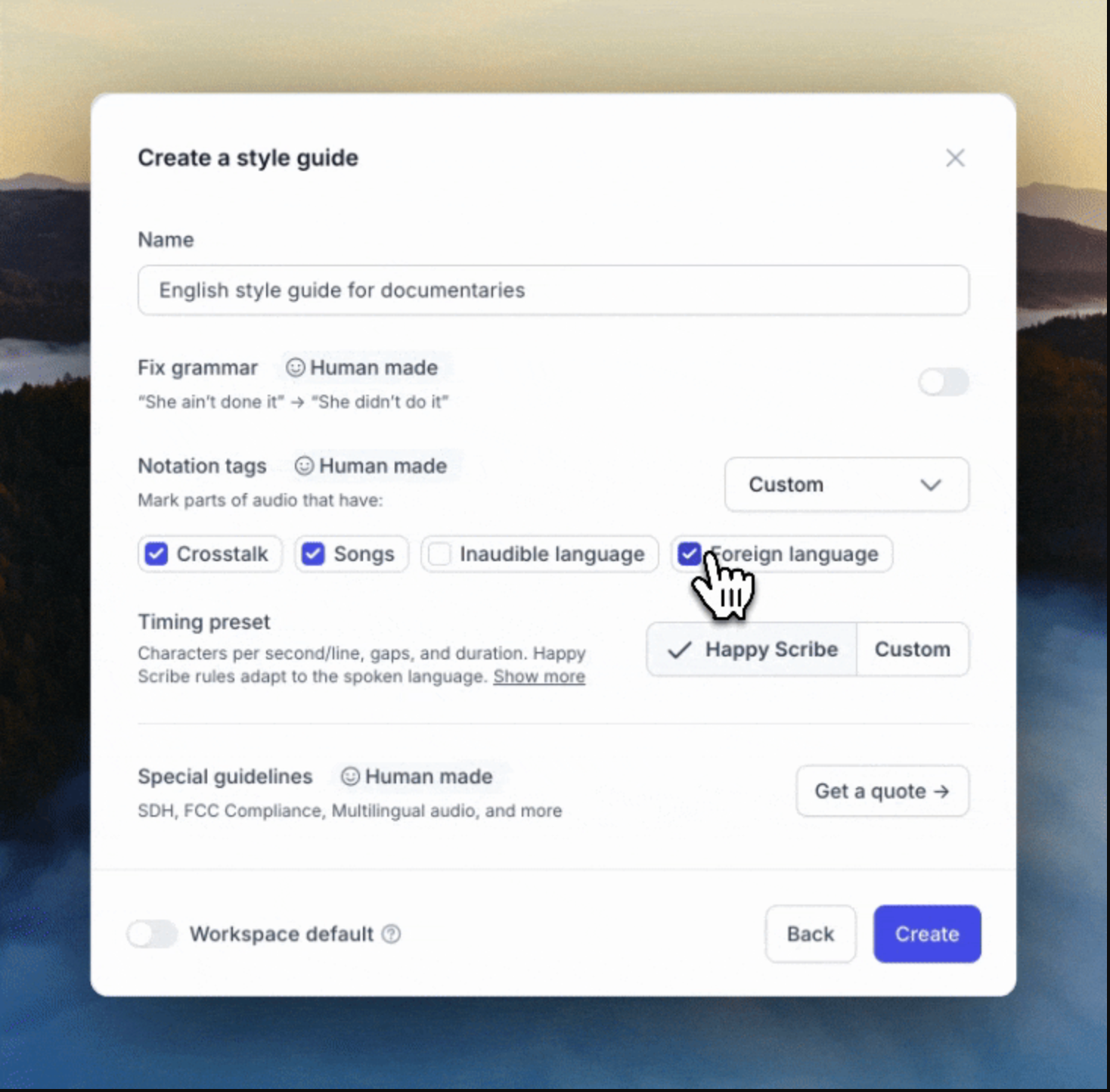 Guía de estilo de HappyScribe