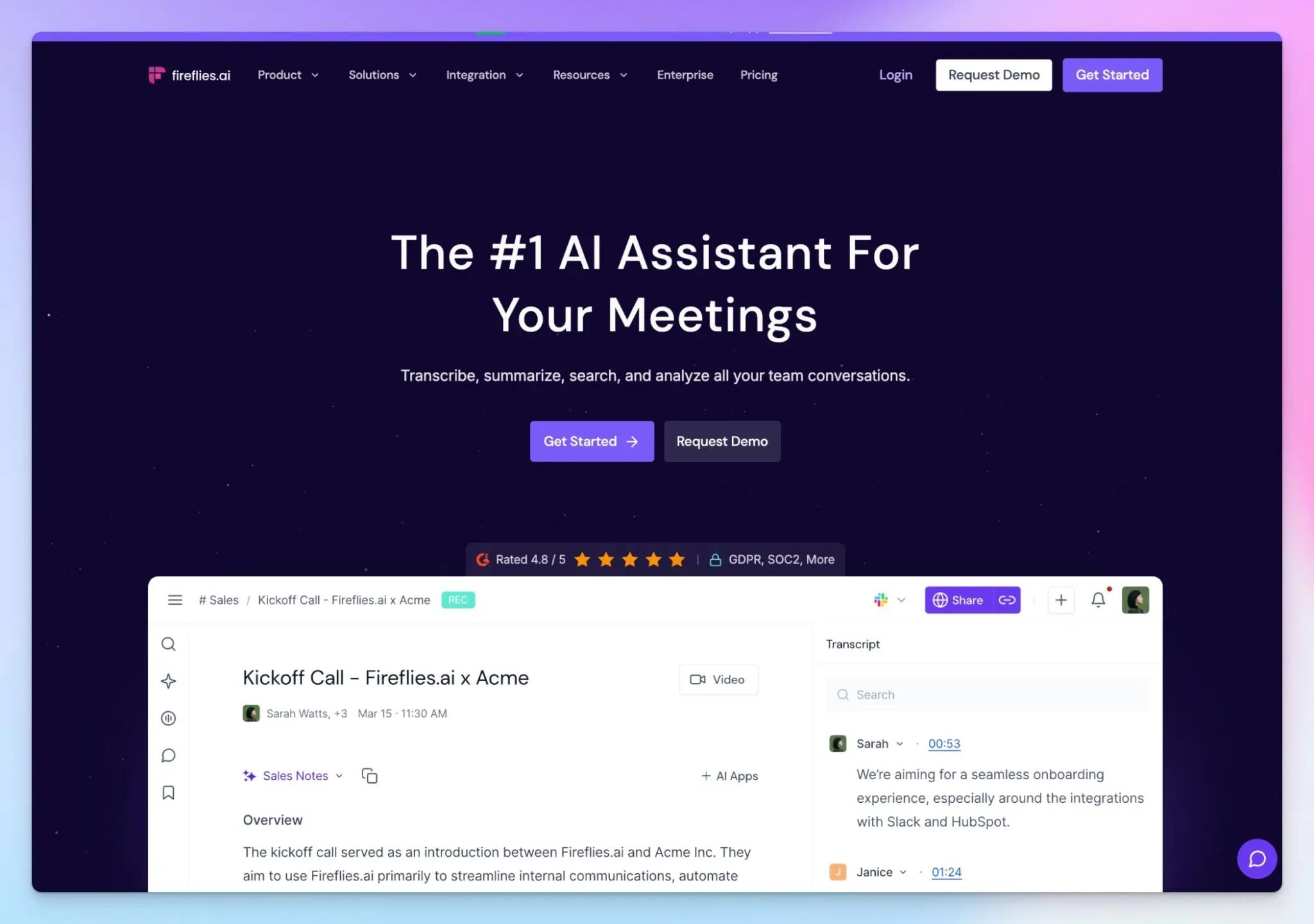 Fireflies AI is an AI note taking option for small businesses