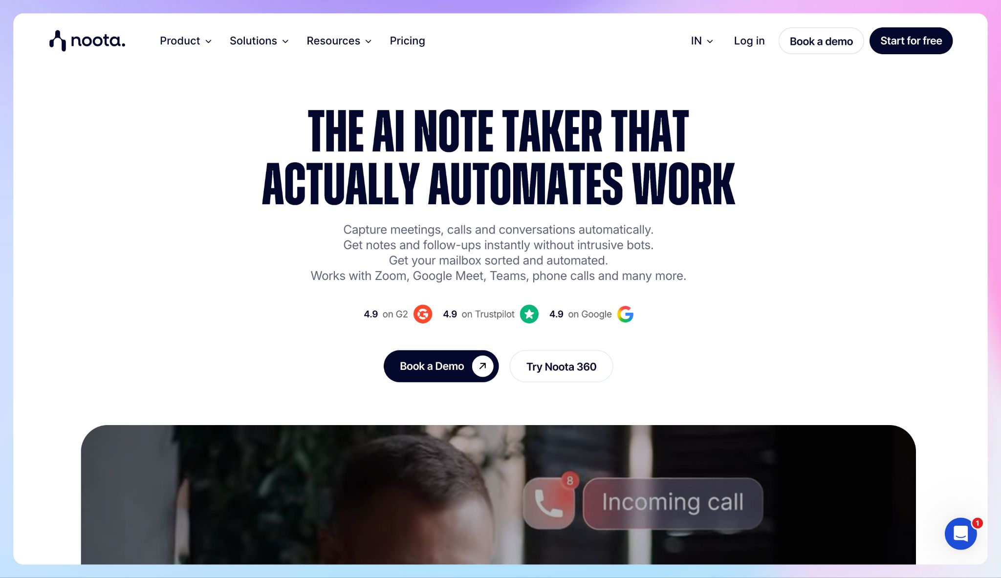 Noota - AI meetig note taker for interviews