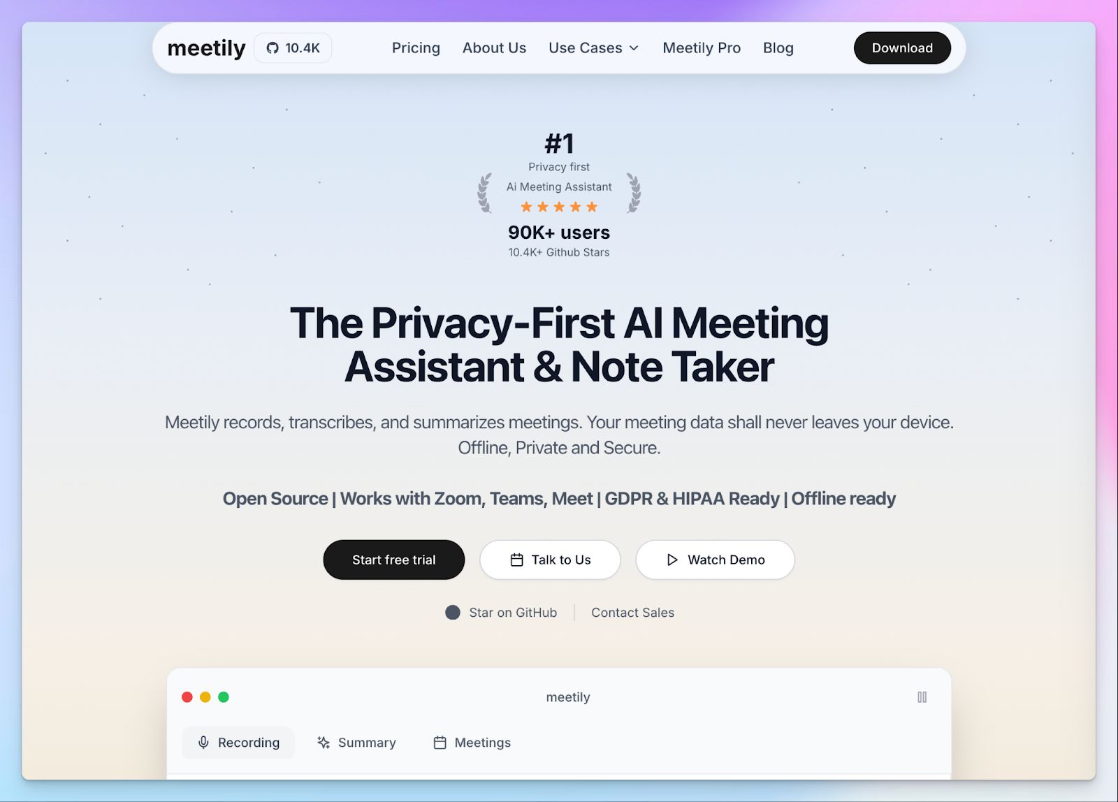 Meetily - Leexi alternative for AI meeting notes