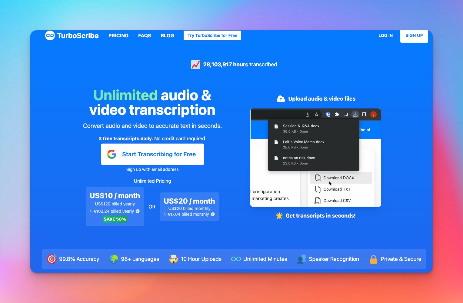 turboscribe notetaker