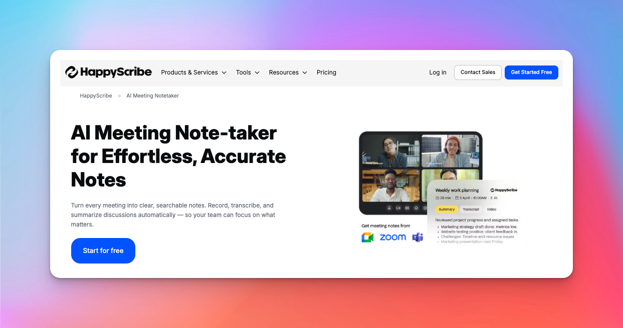 happyscribe ai notetaker