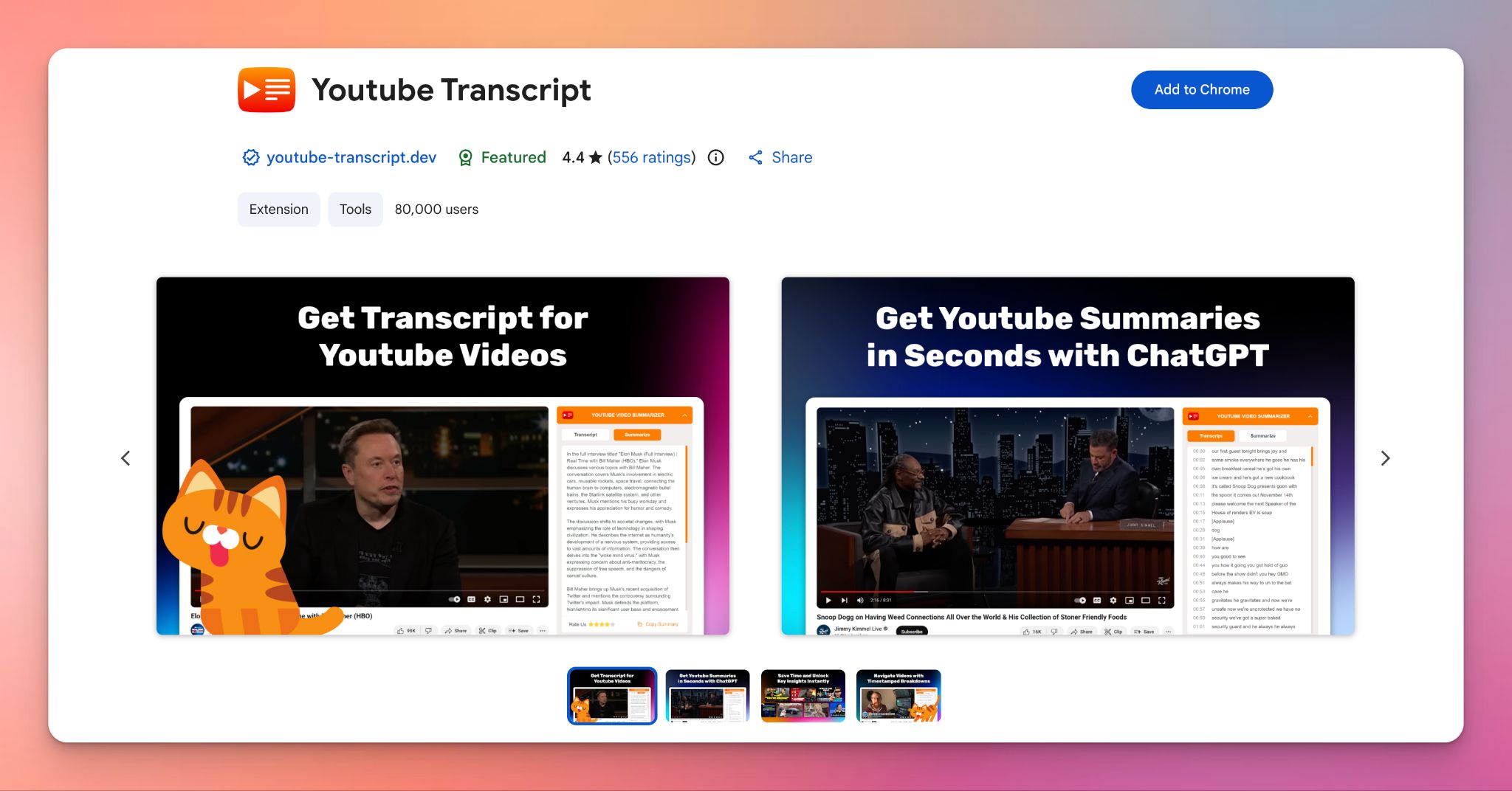 Youtube Transcript Chrome extension 