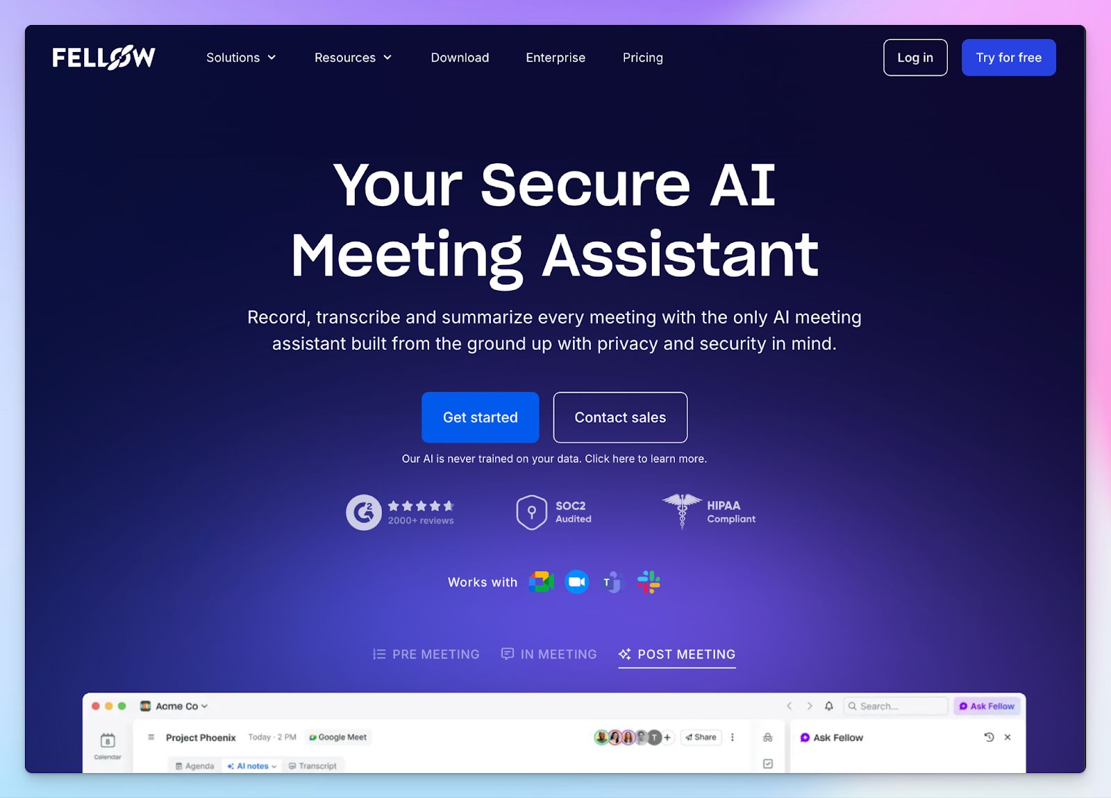 Fellow - Granola AI alternative for meeting note taking