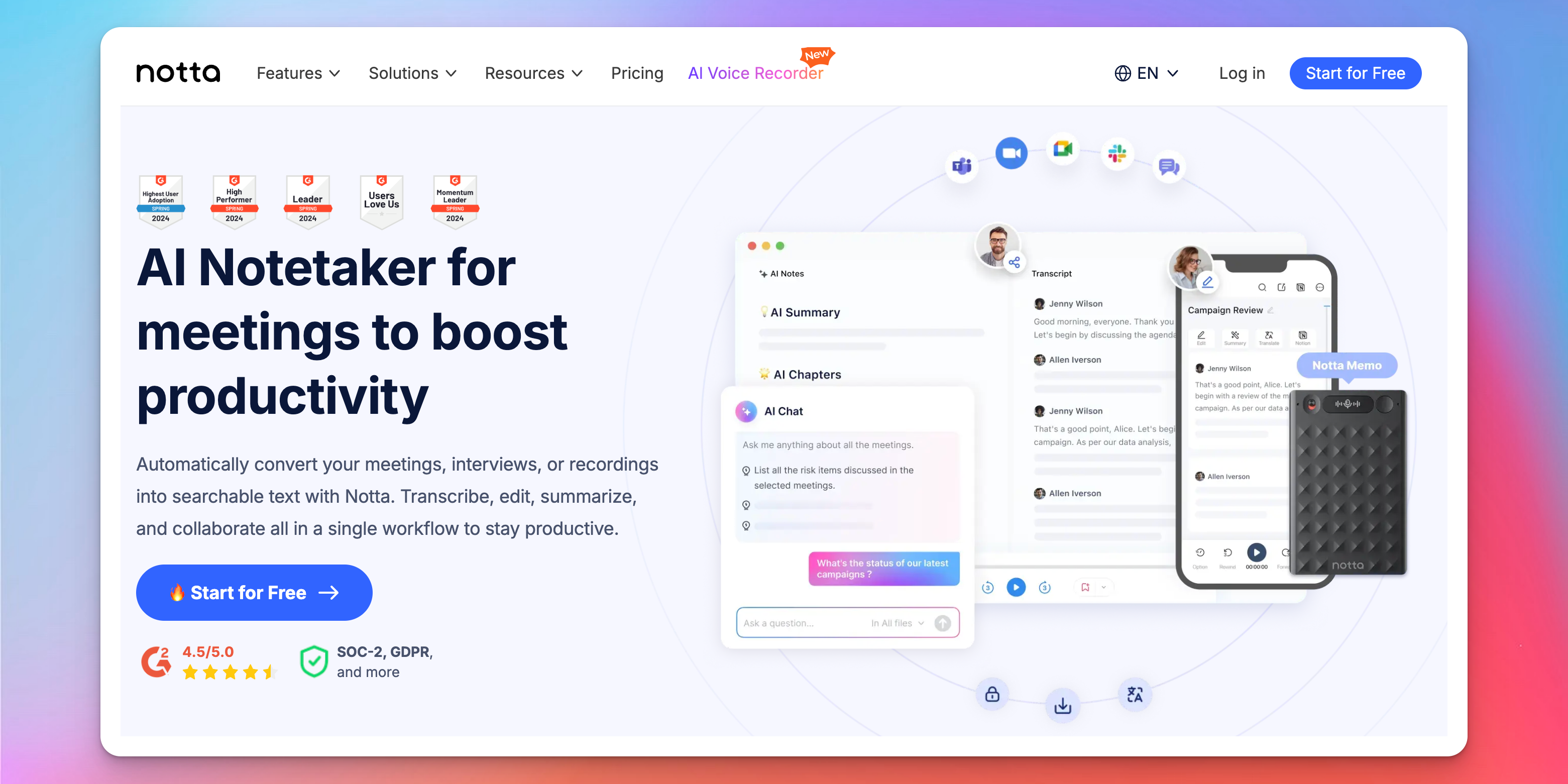 Las 5 mejores alternativas a Notta para transcripción (2026)