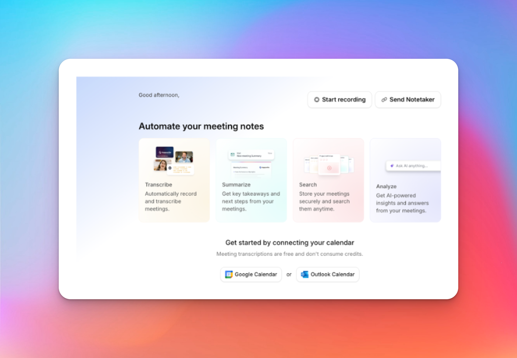 dashboard ai meeting notes