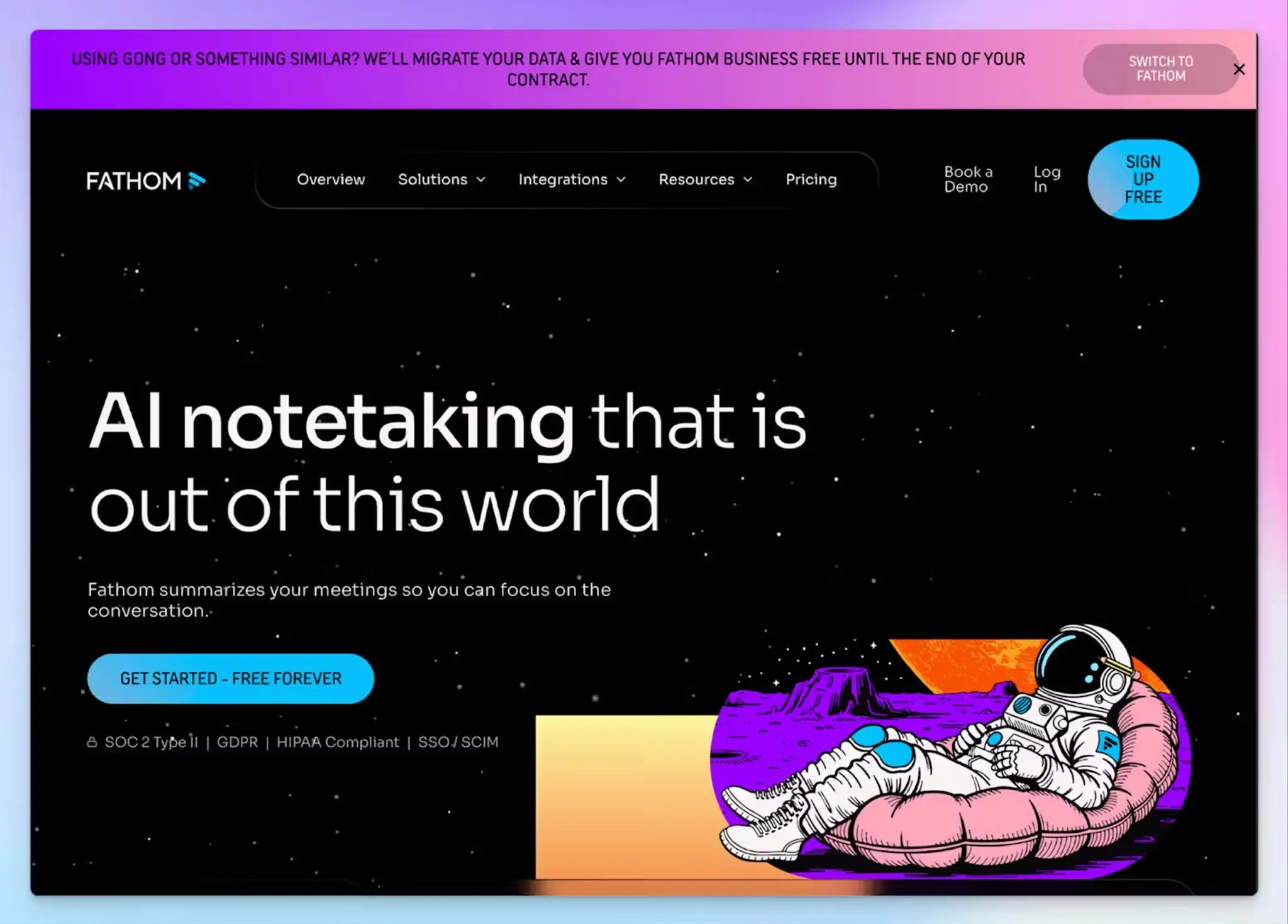 Fathom is an AI note taking option for small businesses