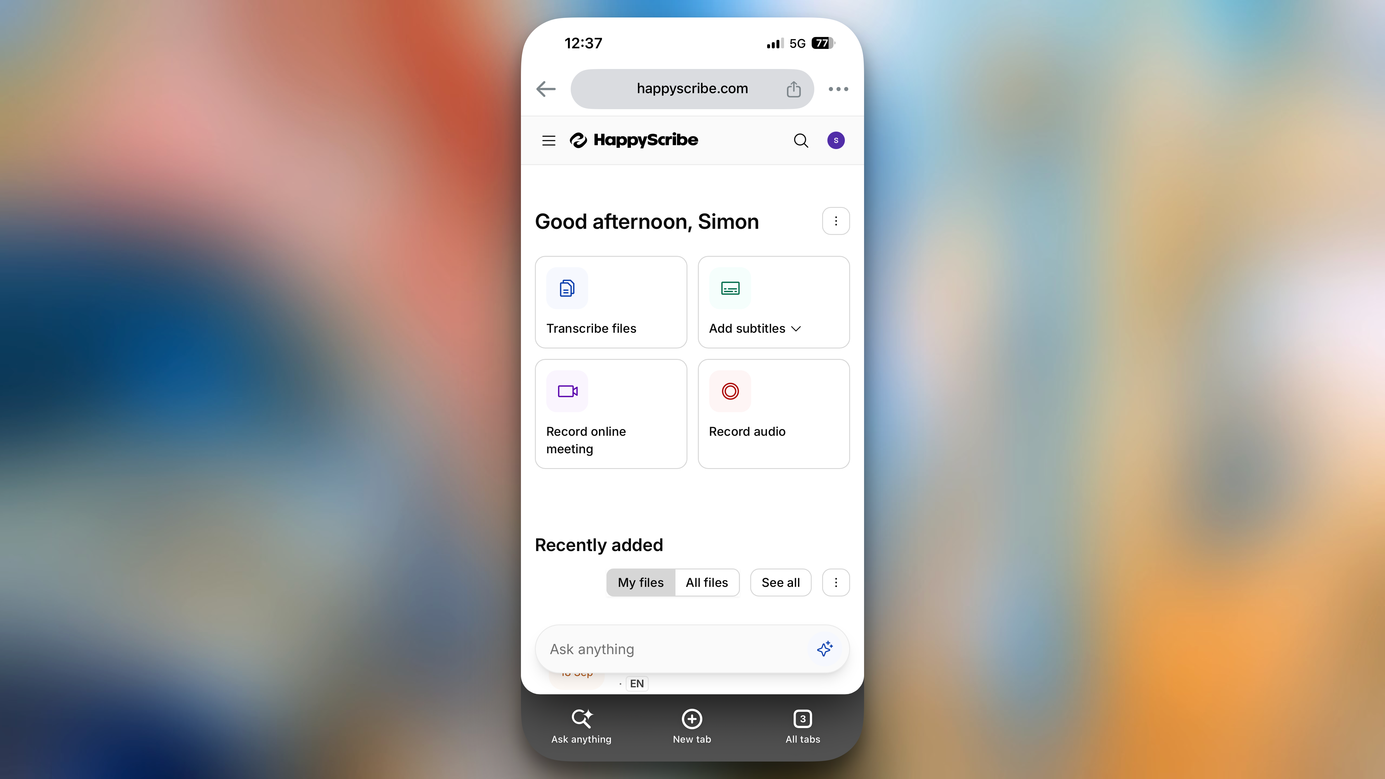 HappyScribe on mobile