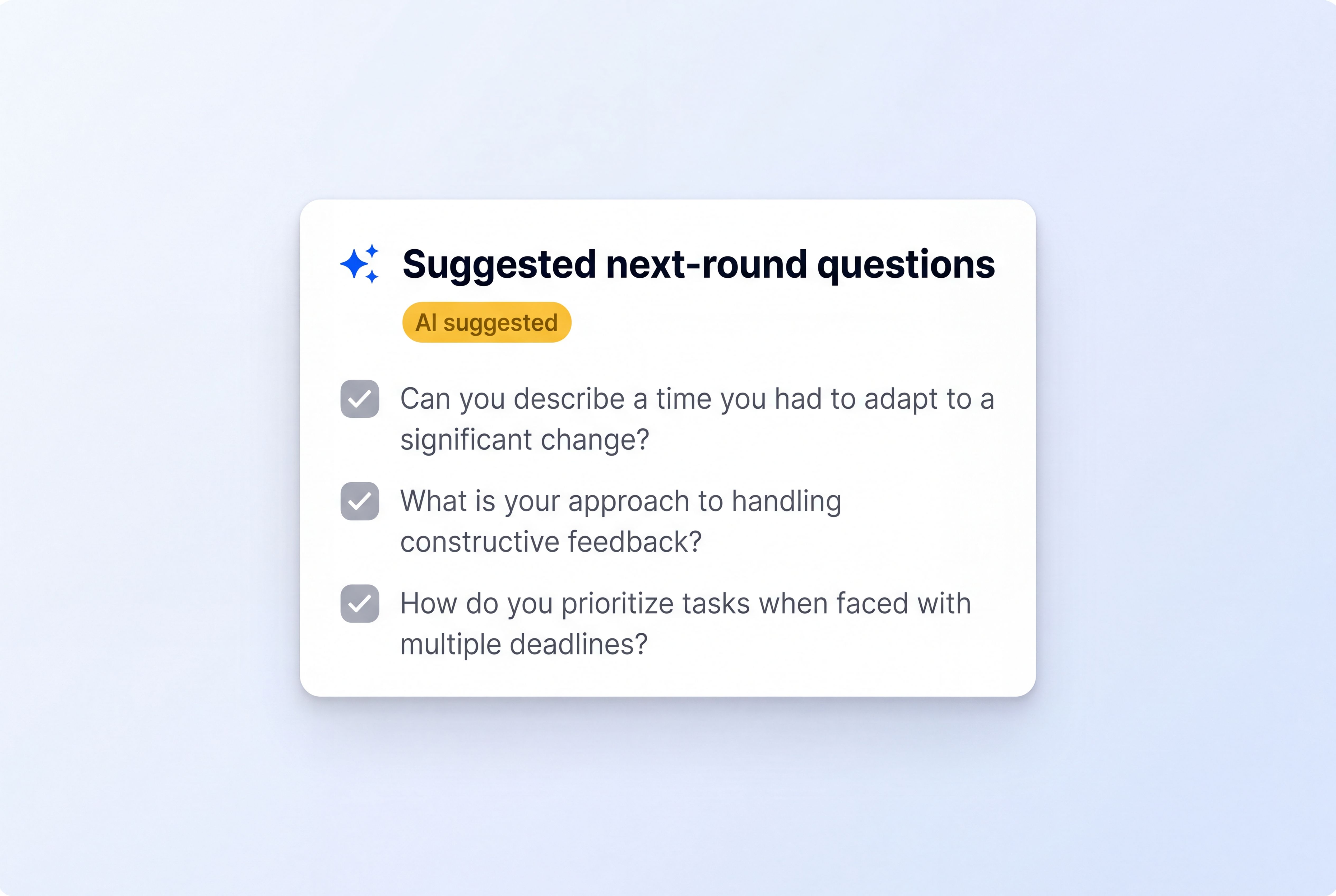 Next-round questions mockup