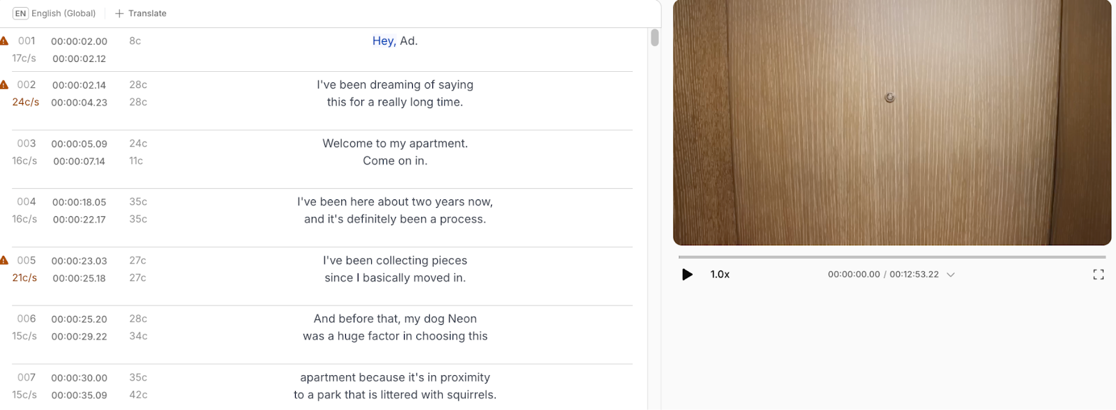 ai video transcription happyscribe editor