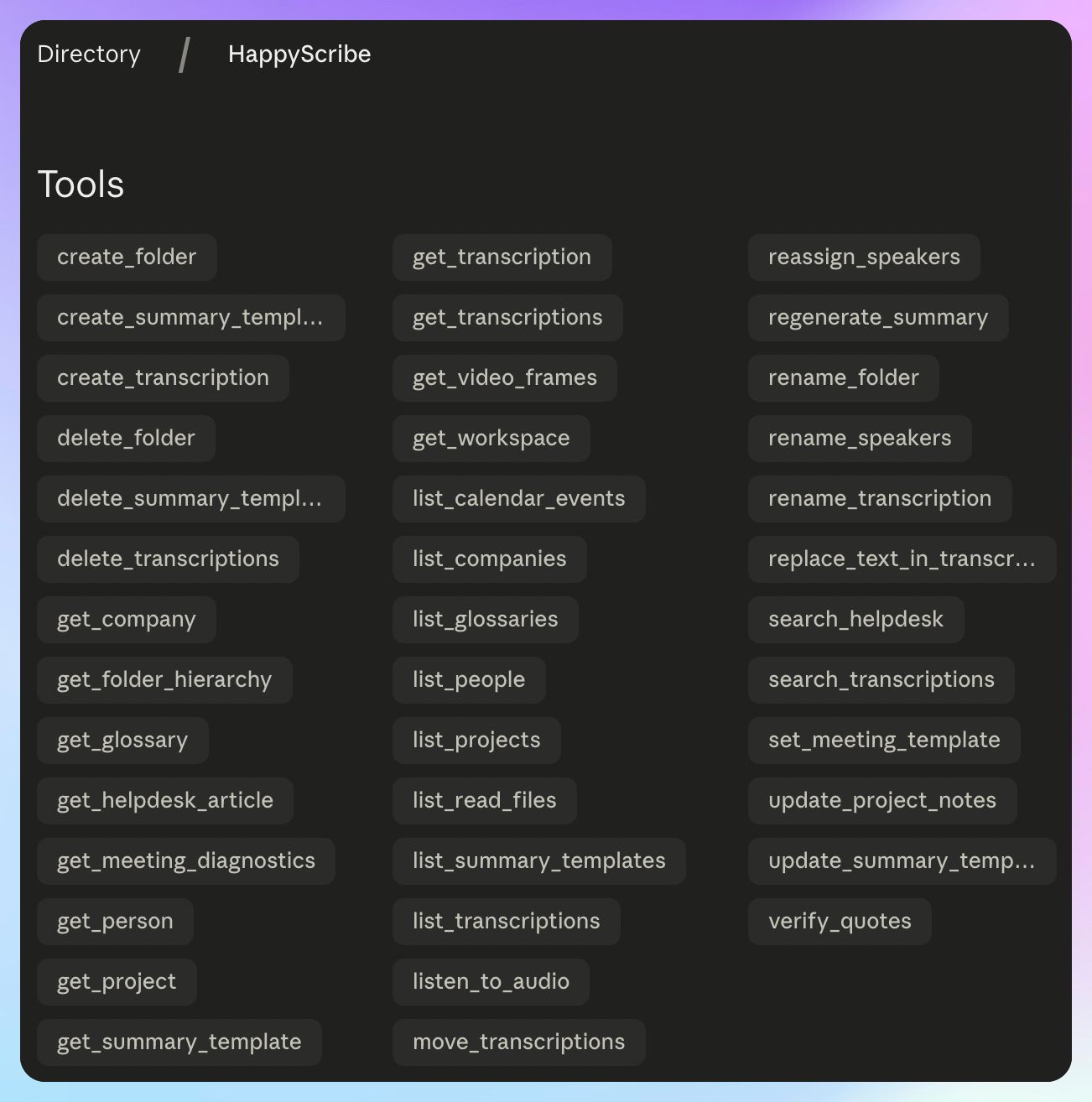 l’integrazione HappyScribe + Claude include diversi strumenti e competenze