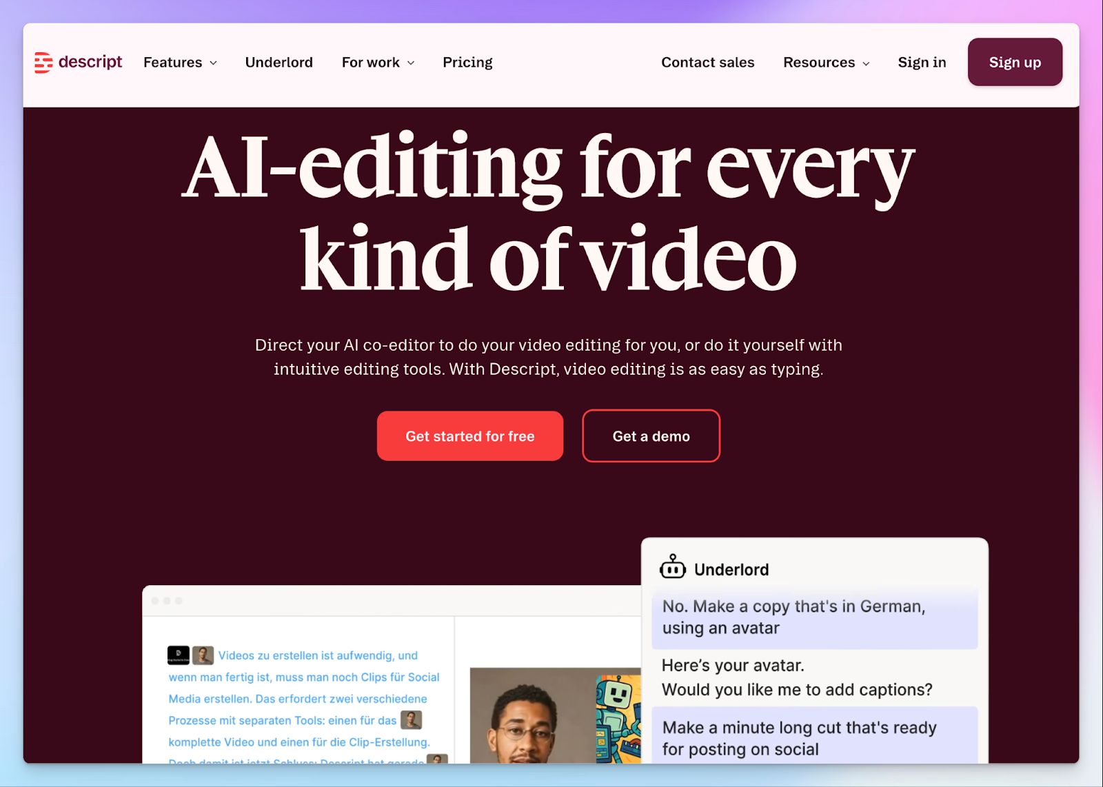 Descript - Sonix alternative for AI note taker