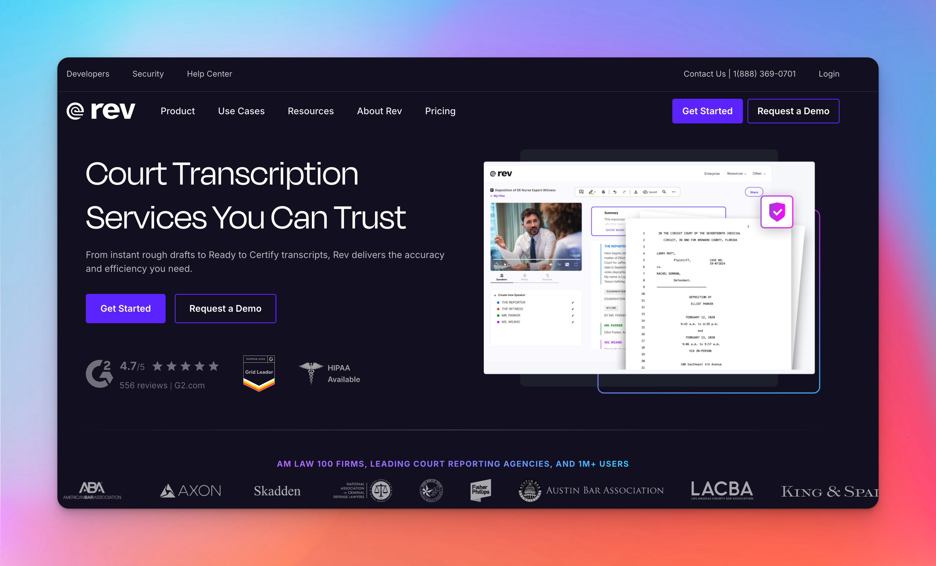 rev legal transcriptions