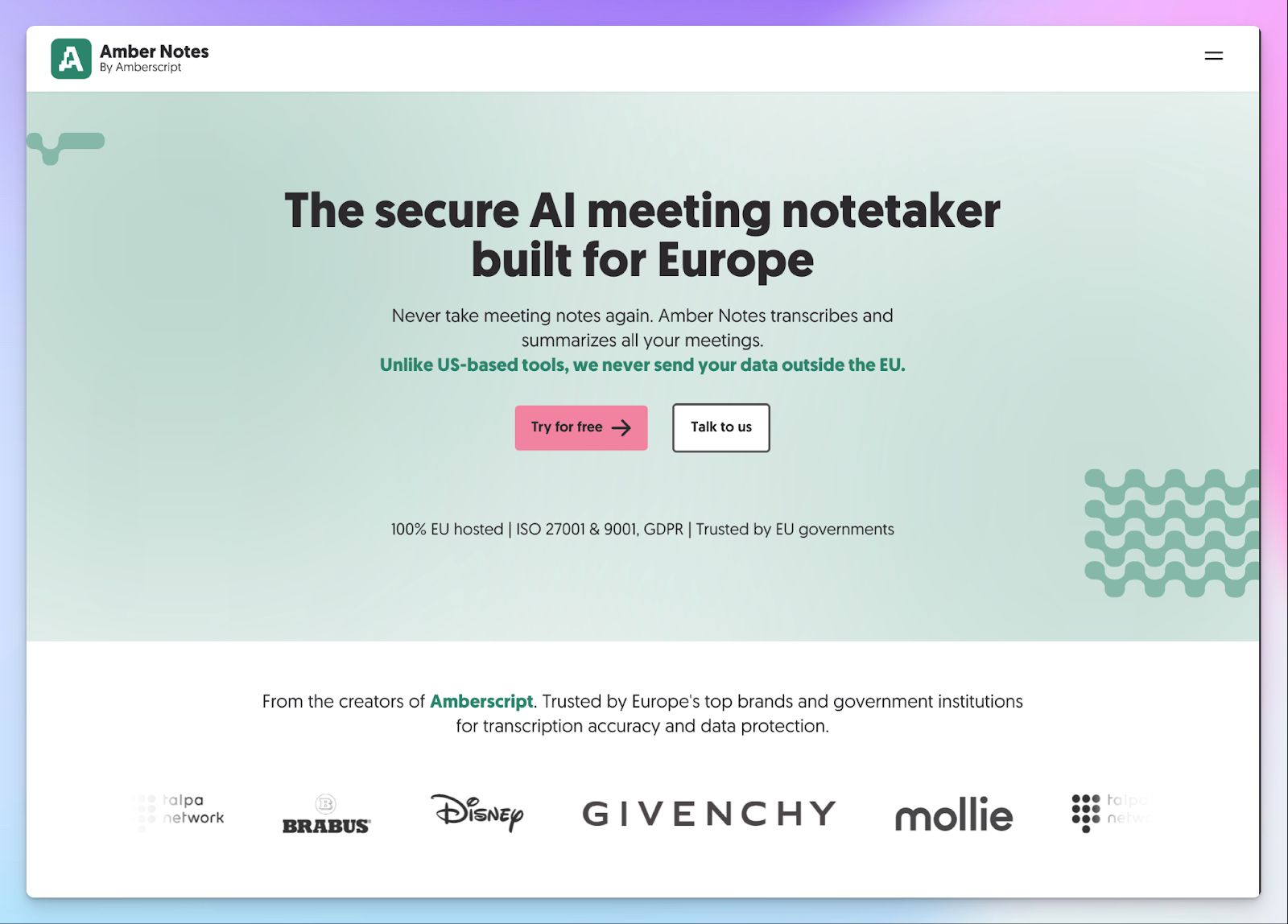 Amber Notes is a GDPR-compliant AI note taker