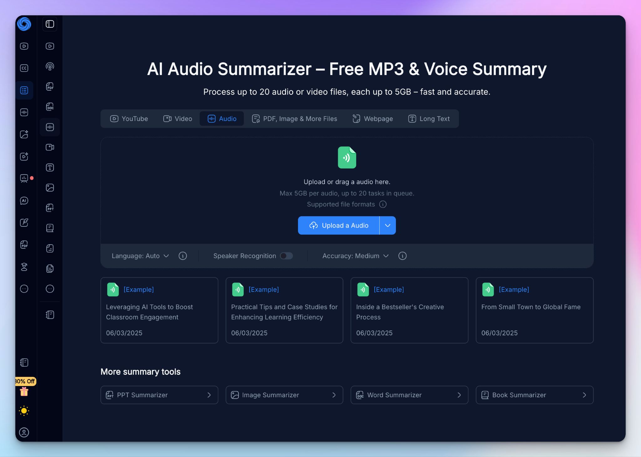 NoteGPT is an AI audio summarizer